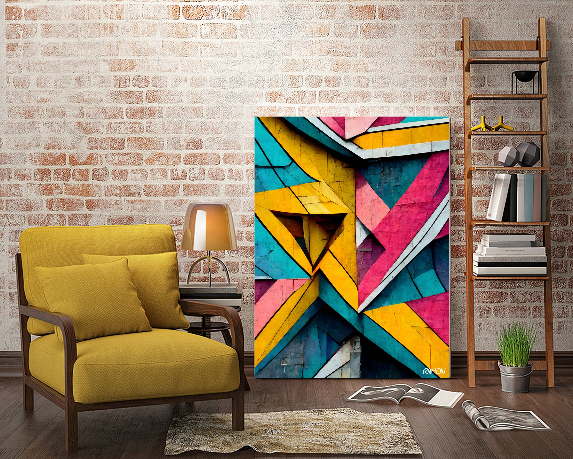 Origami Wall by Ramon Souza on GIANT ART - blue digital painting