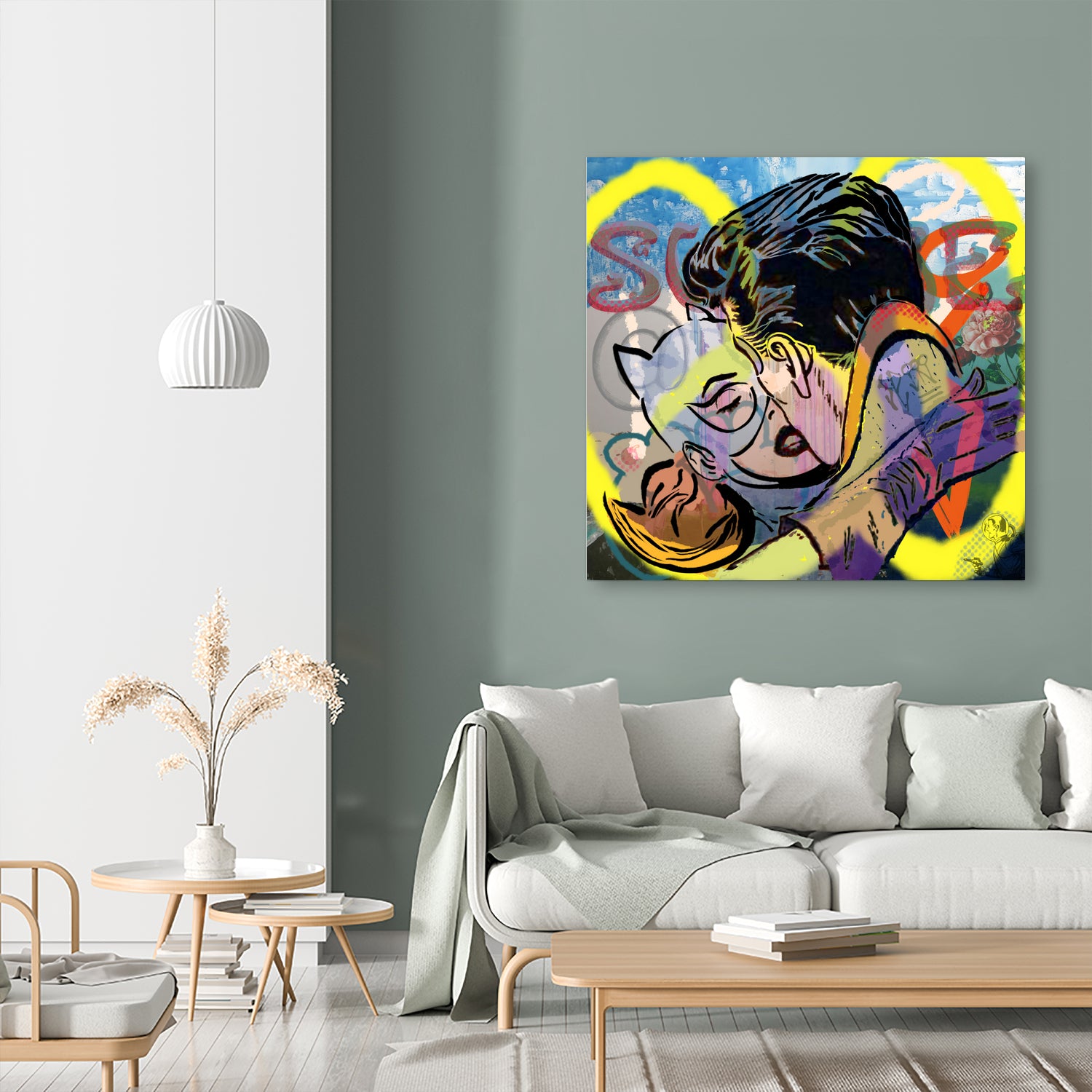 Kiss _Superheroes_Neon yellow_graffiti by TULIO ALMEIDA on GIANT ART - yellow digital painting