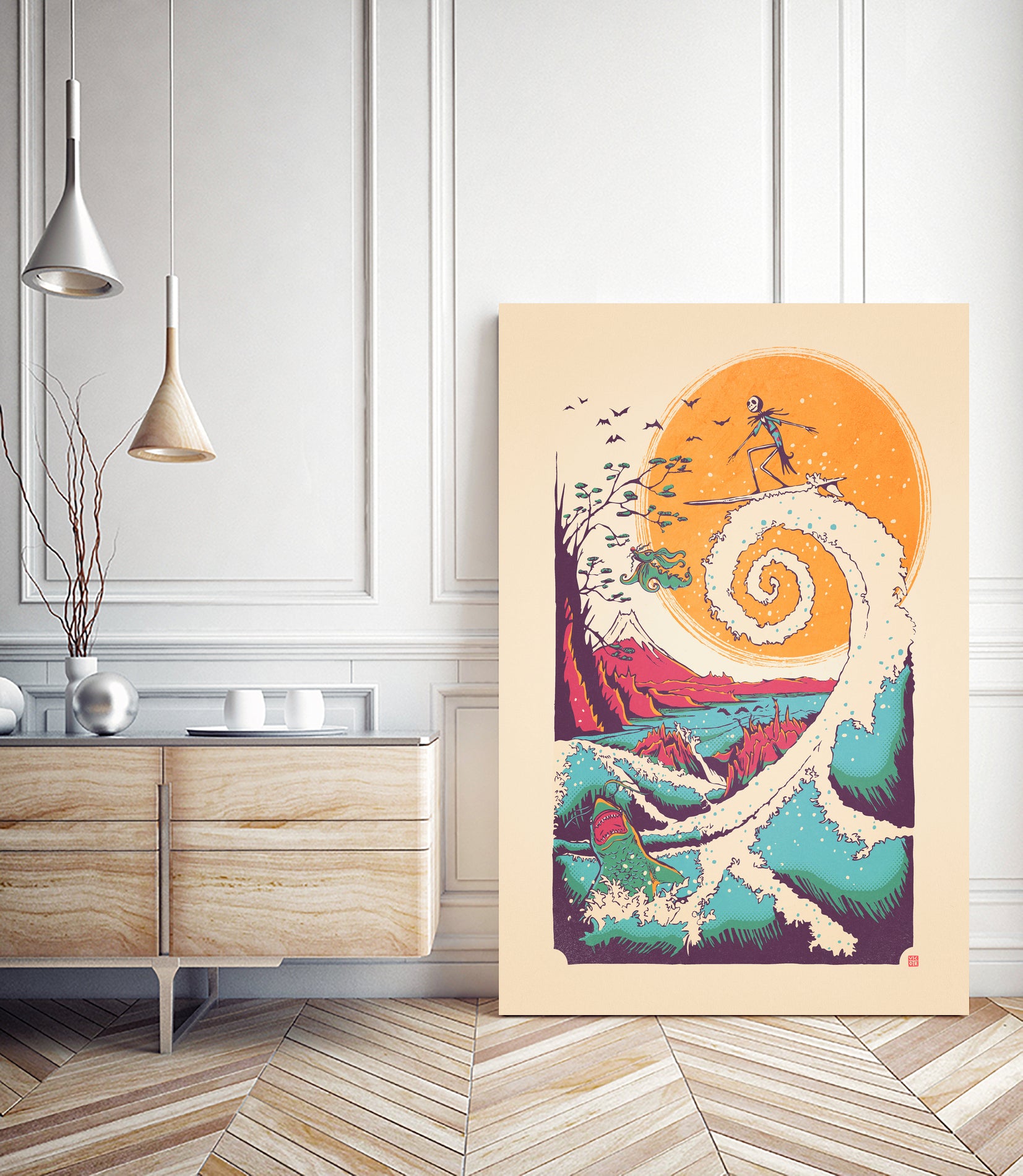 Surf Before Christmas by Victor Vercesi on GIANT ART - yellow digital drawing