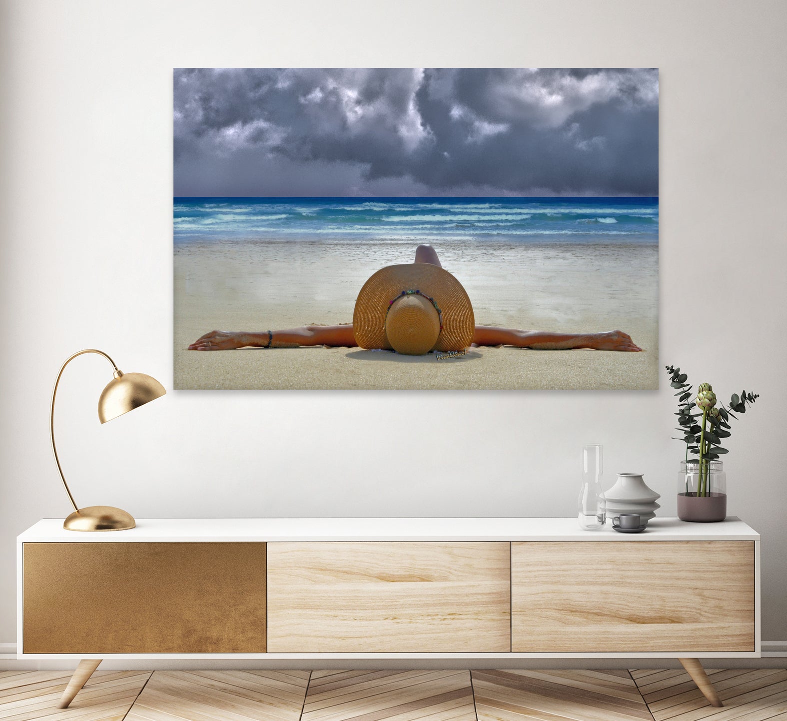 The Internationally Recognized Opinionist On the Beach by charles sinklier on GIANT ART - blue photo illustration
