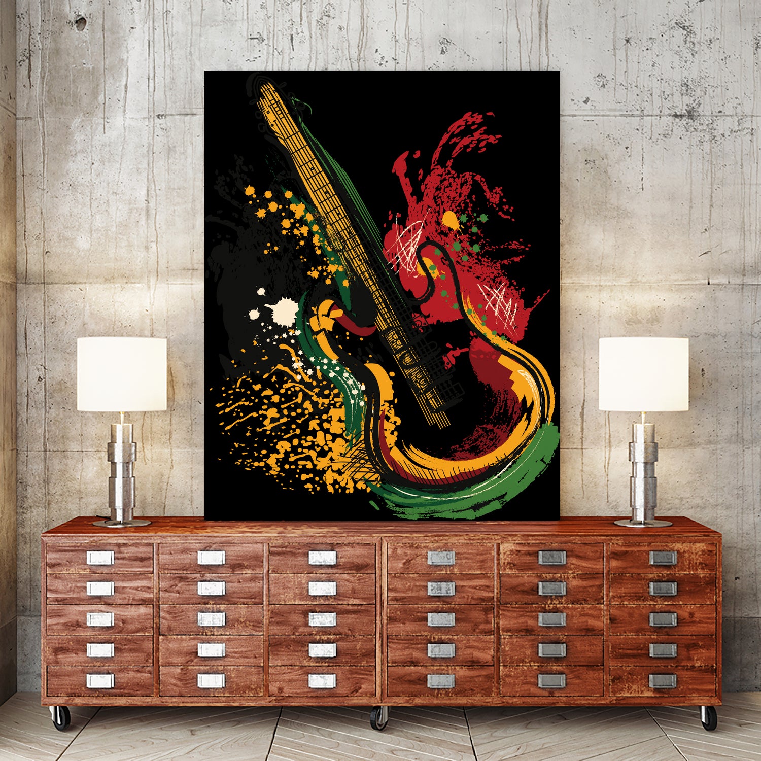 Electric guitar Grunge by Desi Setyoningrum on GIANT ART - black vector illustration