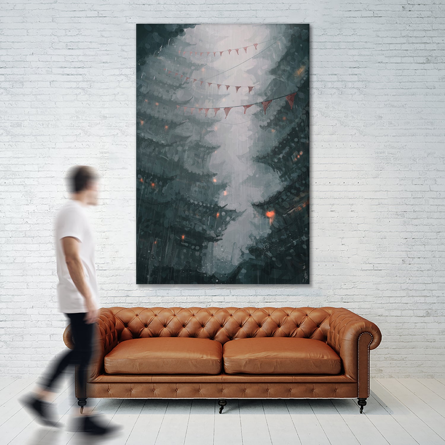 Town by Ling Wang on GIANT ART - blue digital painting