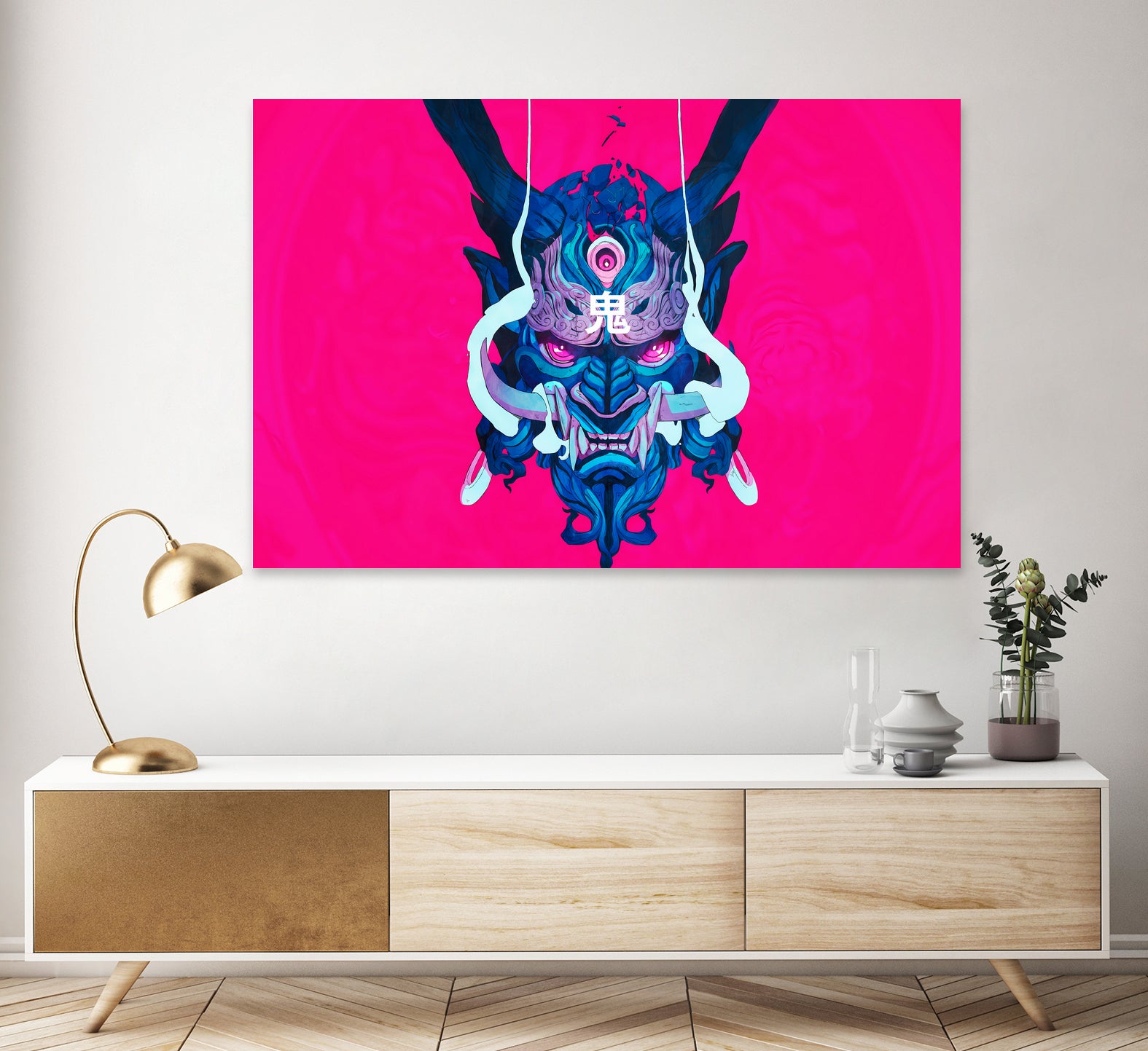 Oni Demon Mask Samurai by Edo Agus Setiawan on GIANT ART - pink photo illustration