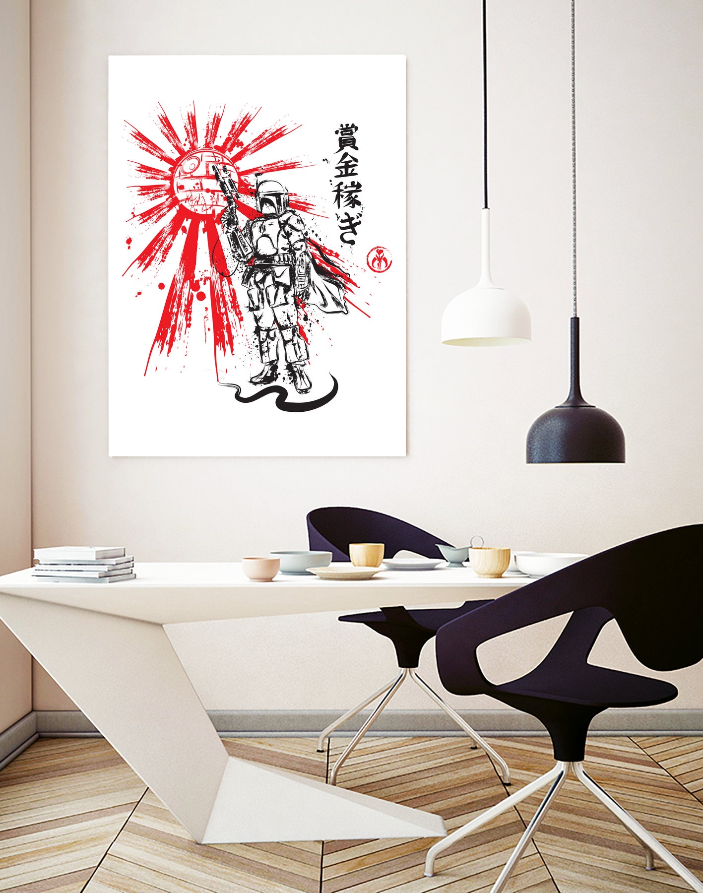 Mandalorian Warrior sumi-e by Antonio Camarena on GIANT ART - white digital painting