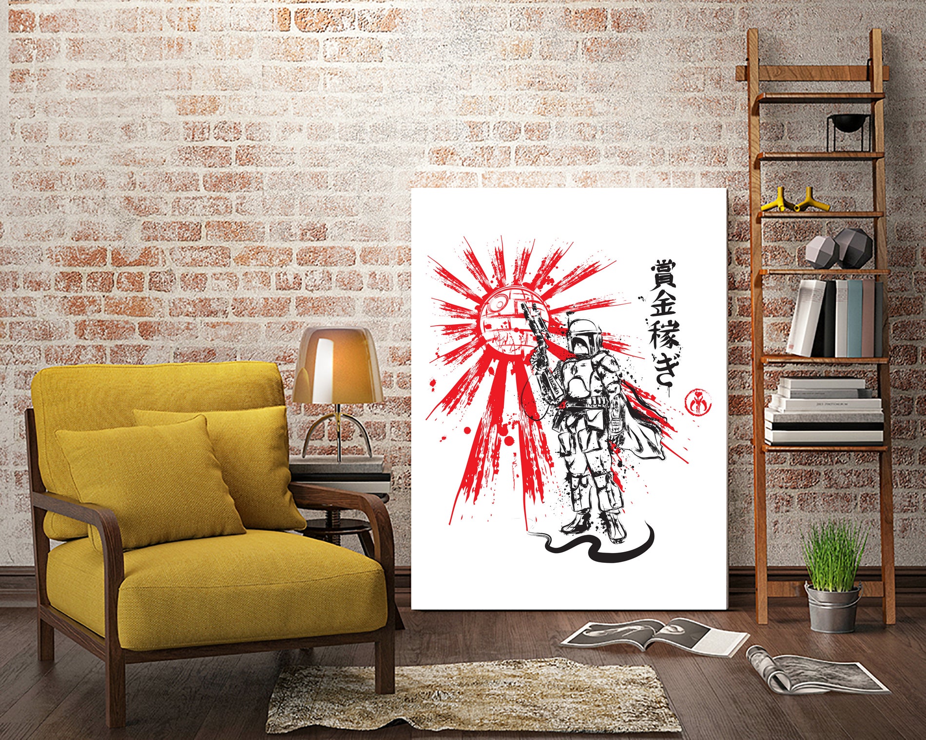 Mandalorian Warrior sumi-e by Antonio Camarena on GIANT ART - white digital painting