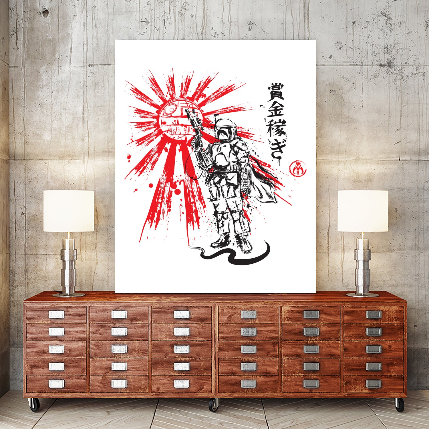 Mandalorian Warrior sumi-e by Antonio Camarena on GIANT ART - white digital painting