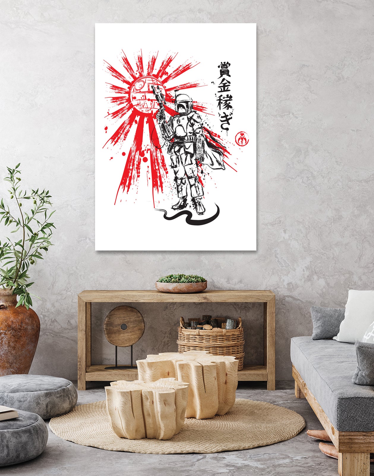 Mandalorian Warrior sumi-e by Antonio Camarena on GIANT ART - white digital painting