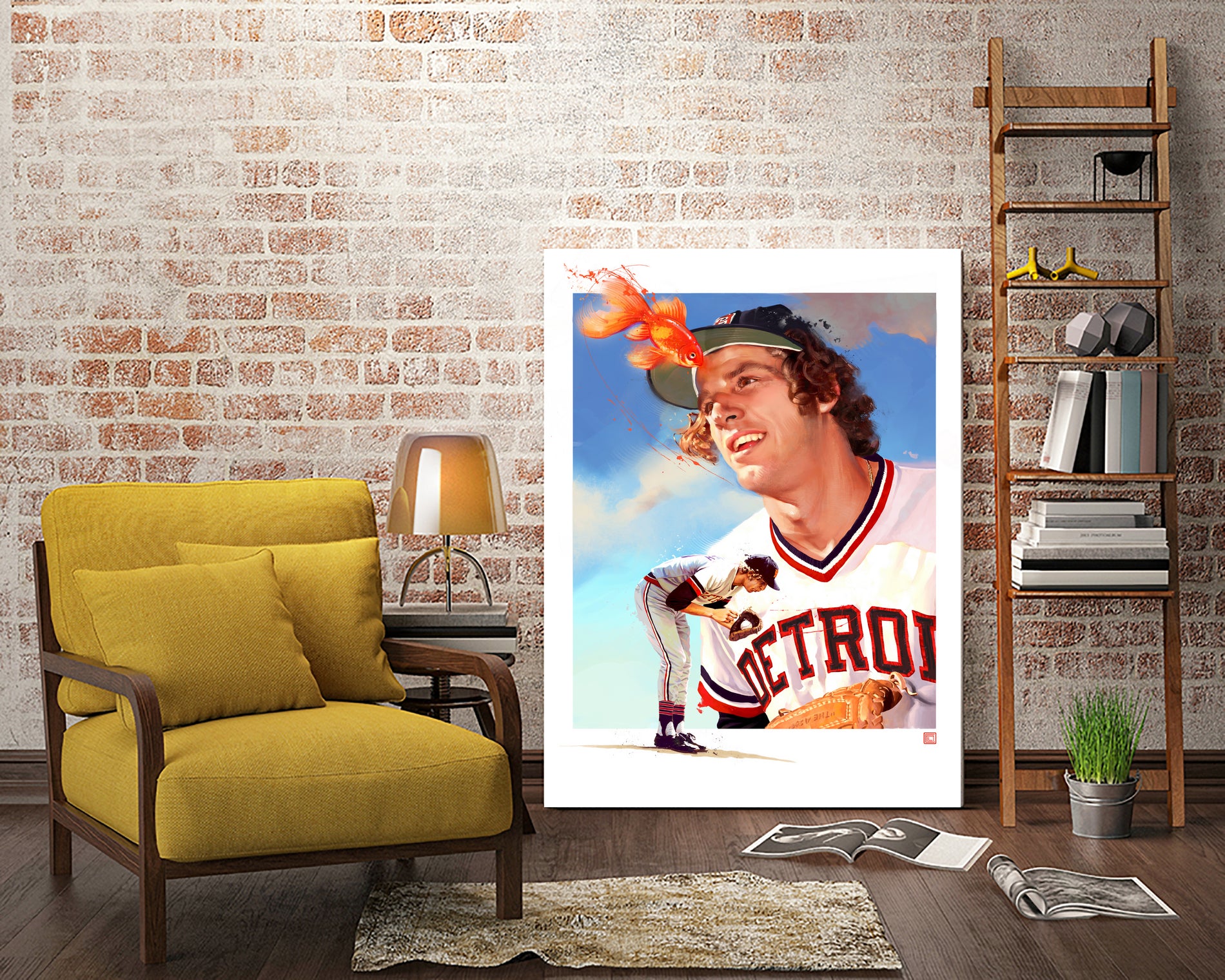 Mark Fidrych by Claudia Labarca on GIANT ART - orange digital painting