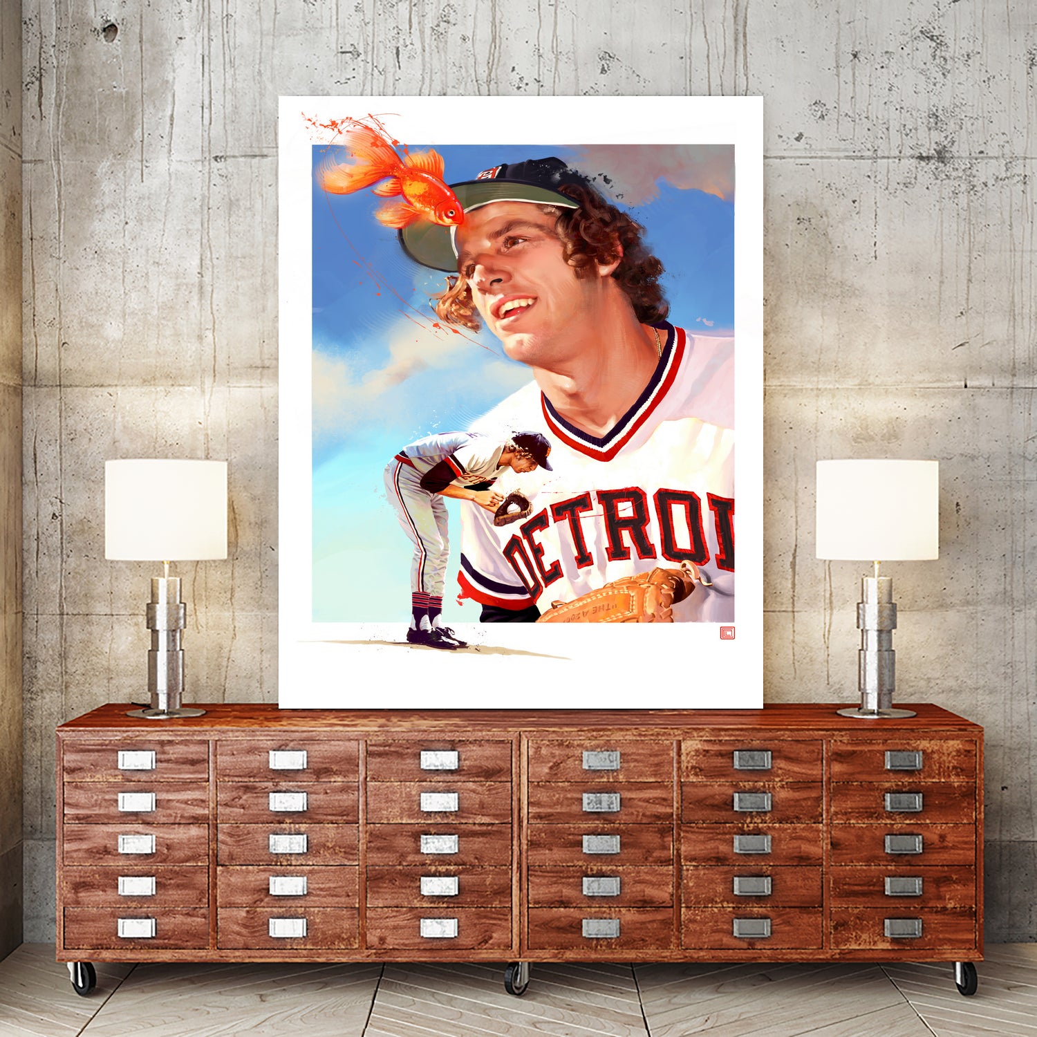 Mark Fidrych by Claudia Labarca on GIANT ART - orange digital painting