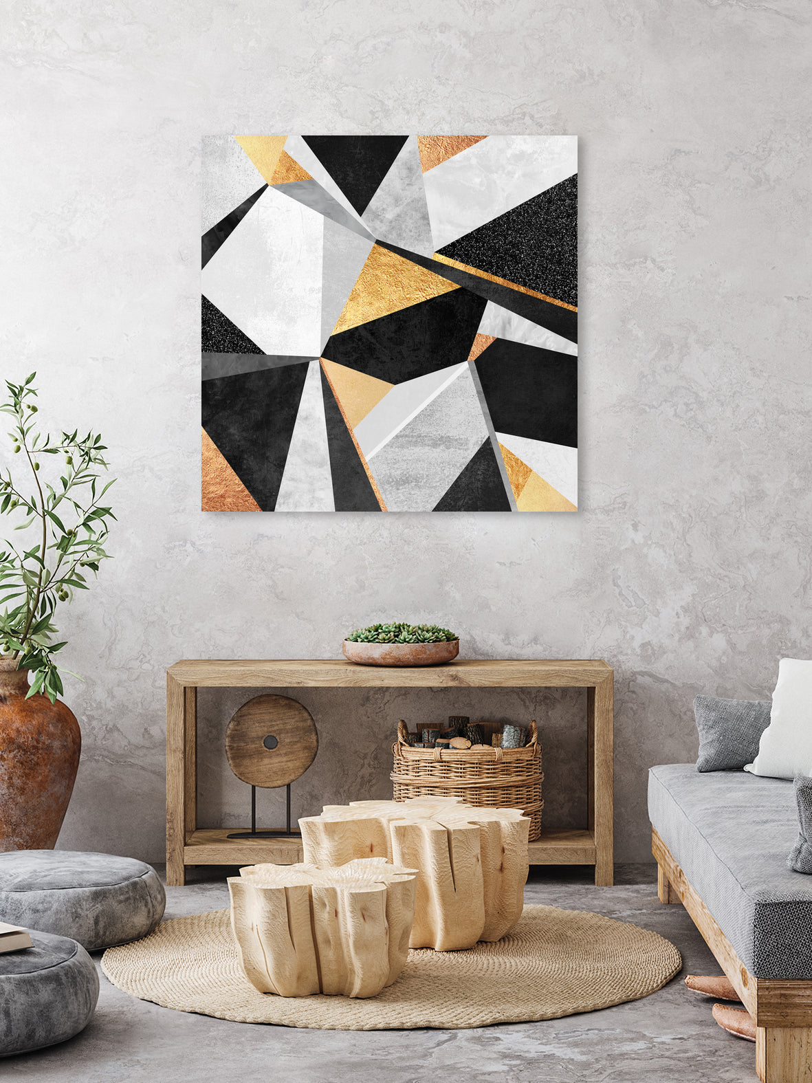 Geometry / Gold by Elisabeth Fredriksson on GIANT ART - yellow mixed media