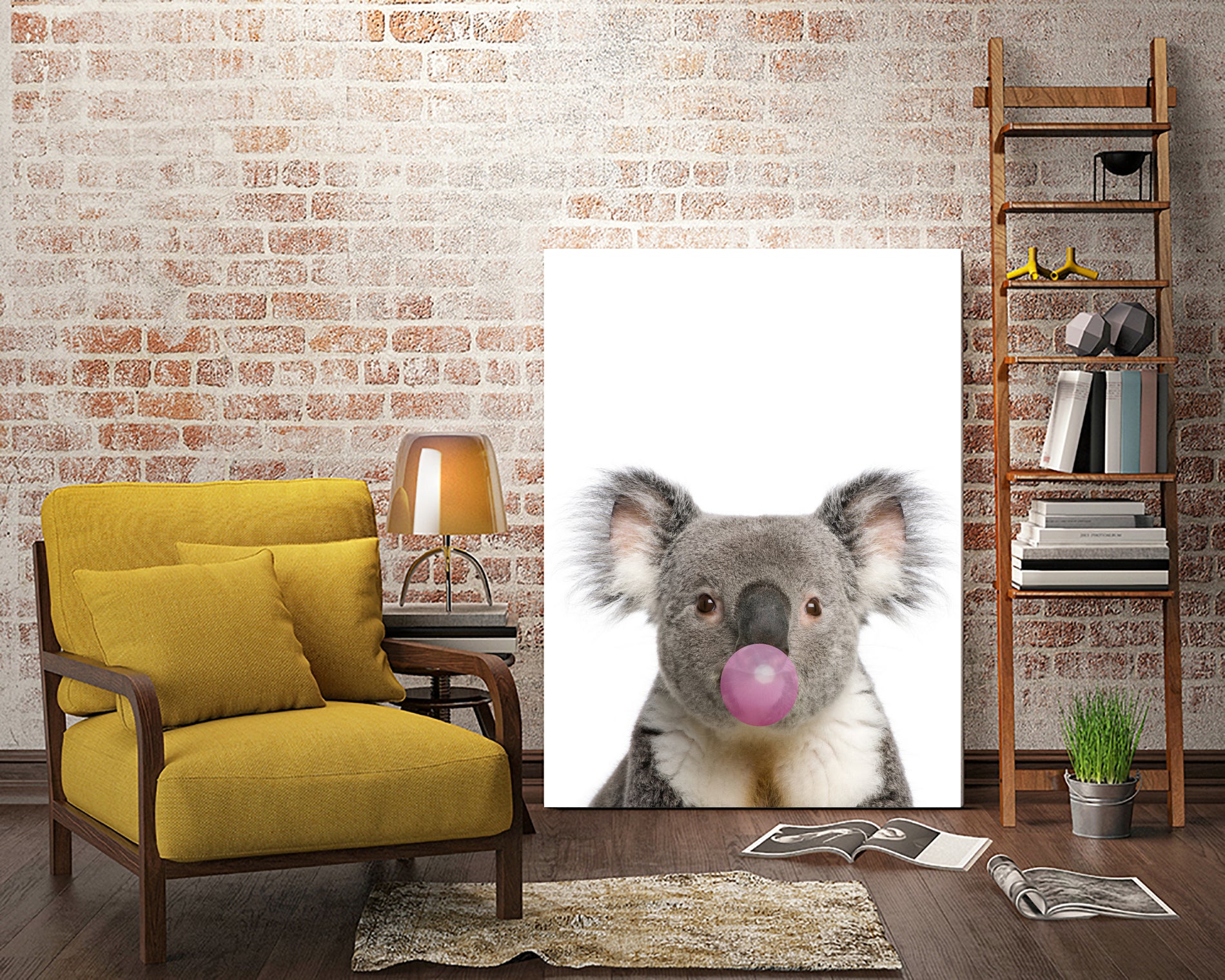 koala with bubble gum by miguel angel romero franco on GIANT ART - gray photo manipulation