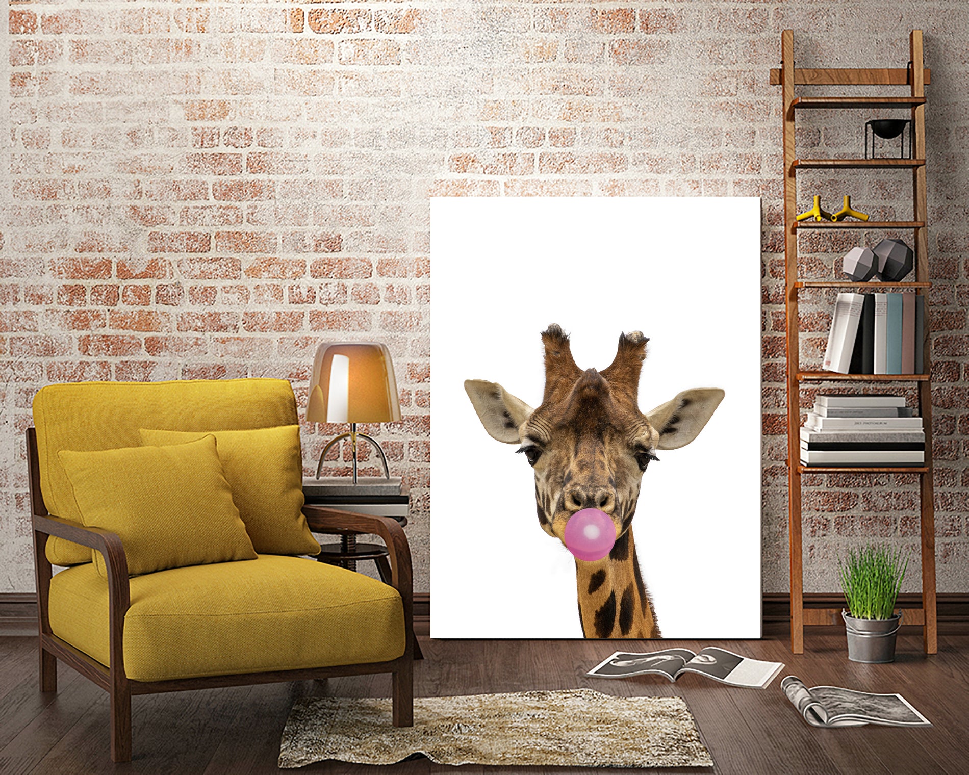 giraffe with bubble gum by miguel angel romero franco on GIANT ART - yellow photo manipulation