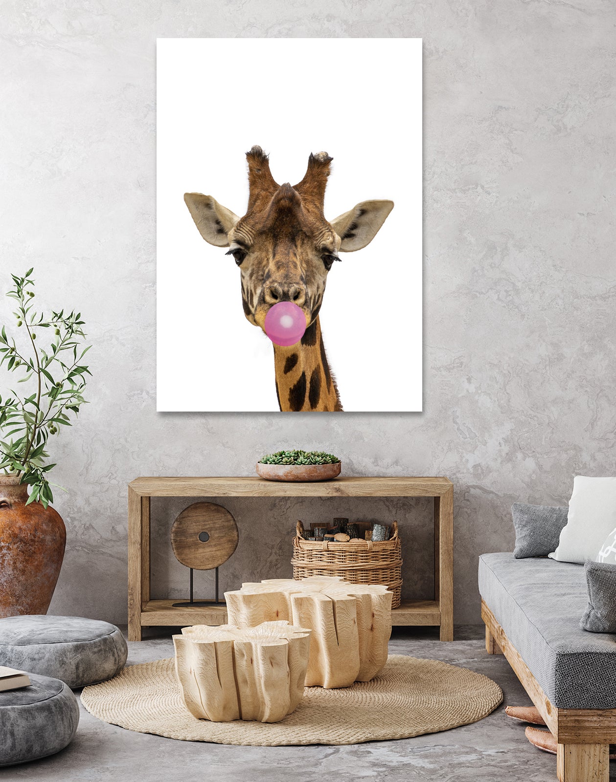 giraffe with bubble gum by miguel angel romero franco on GIANT ART - yellow photo manipulation