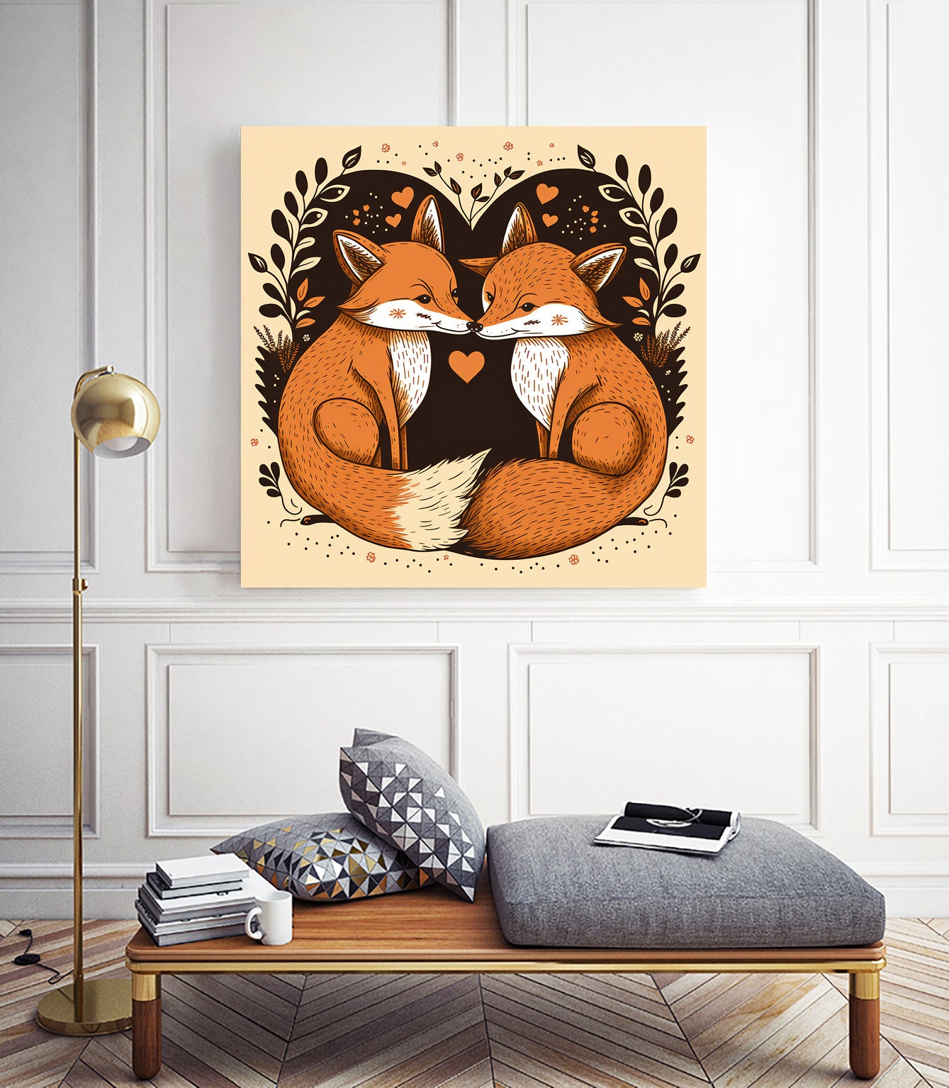 foxes in love by Haris Kavalla on GIANT ART - brown photo illustration