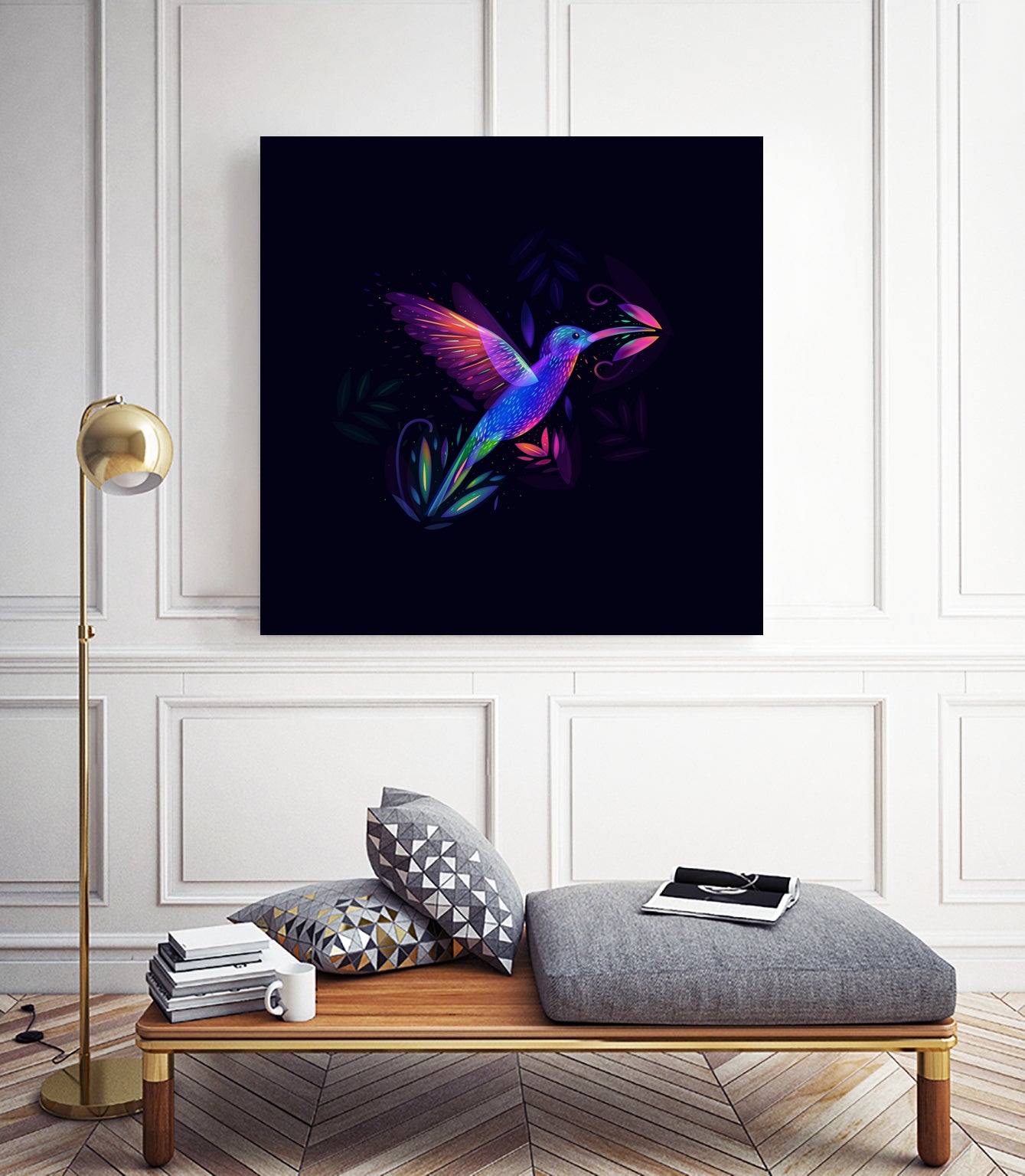 Colibri's world by Ilya Shapko on GIANT ART - blue mixed media