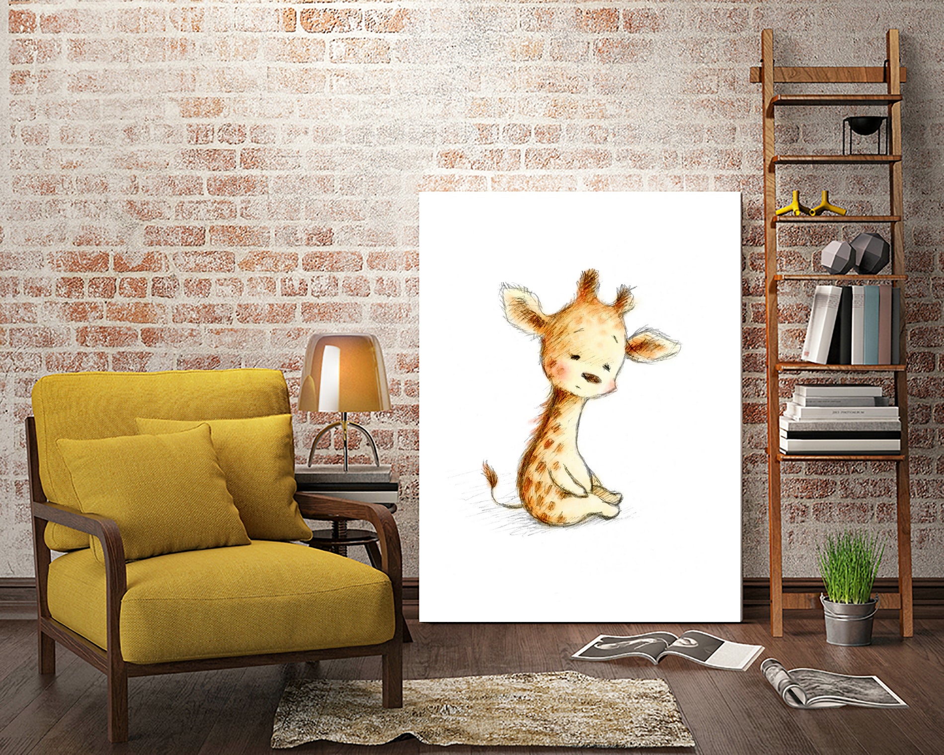 Giraffe by Anna Abramska on GIANT ART - yellow digital painting