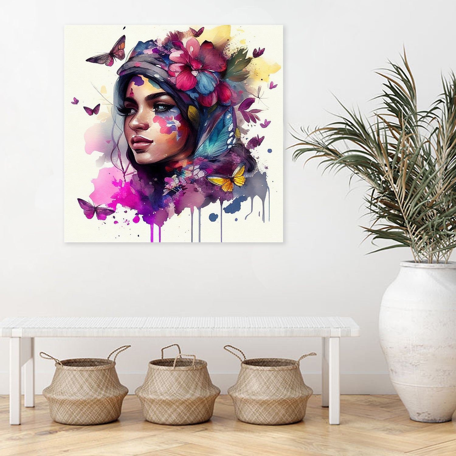 Watercolor Floral Arabian Woman #9 by Isabel Cerdá Muñoz on GIANT ART - pink digital painting