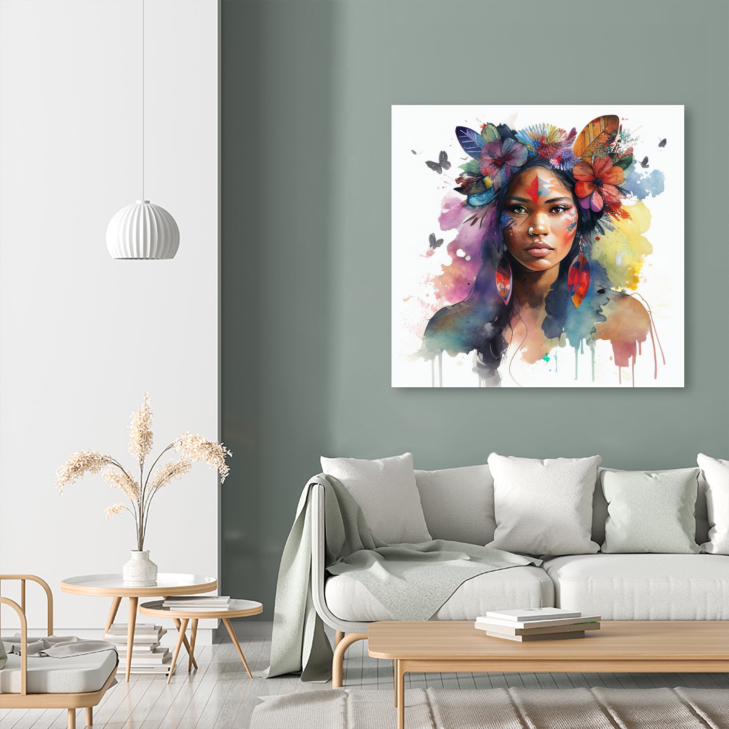 Watercolor Floral Indian Native Woman #1 by Isabel Cerdá Muñoz on GIANT ART - brown digital painting