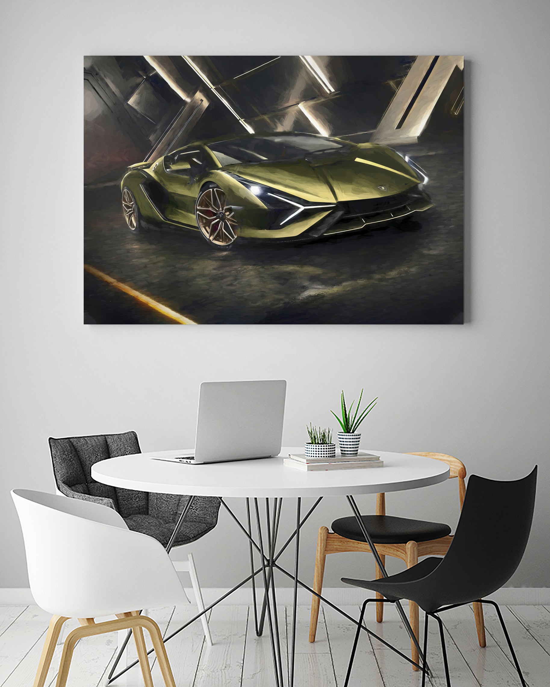 Lamborghini v2 in watercolor-sports car by miguel angel romero franco on GIANT ART - white digital drawing