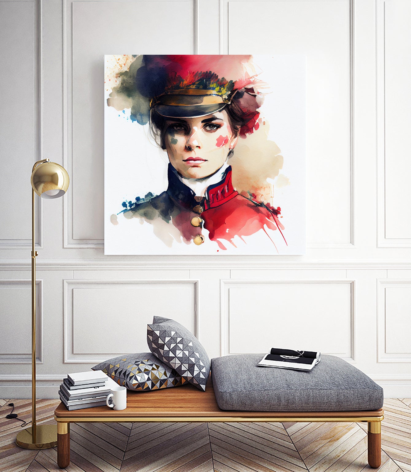 Watercolor Napoleonic Soldier Woman #3 by Isabel Cerdá Muñoz on GIANT ART - red digital painting