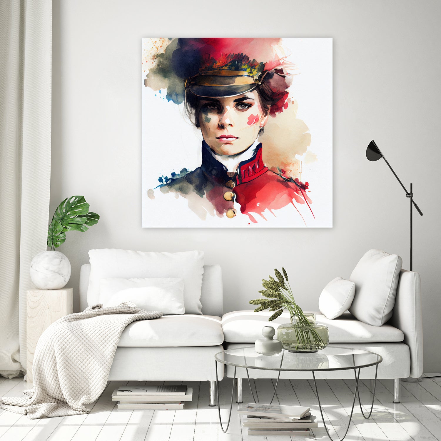 Watercolor Napoleonic Soldier Woman #3 by Isabel Cerdá Muñoz on GIANT ART - red digital painting