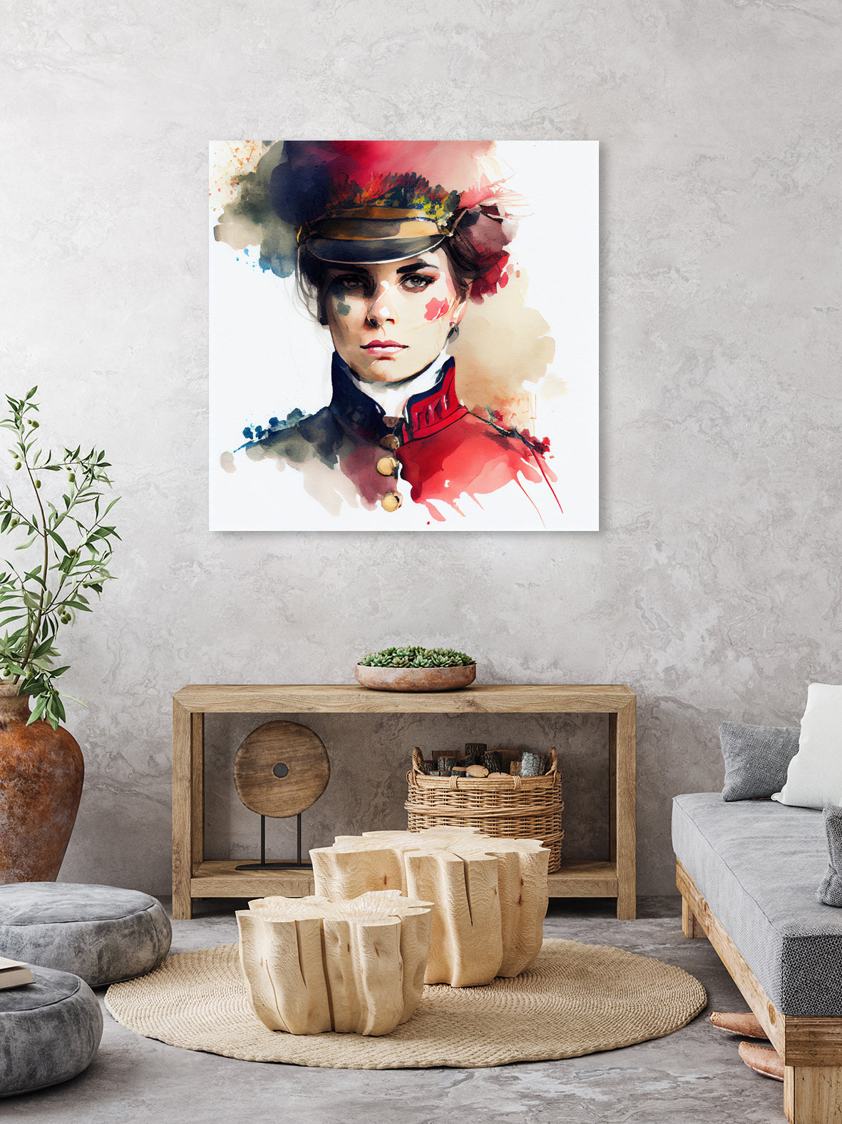 Watercolor Napoleonic Soldier Woman #3 by Isabel Cerdá Muñoz on GIANT ART - red digital painting