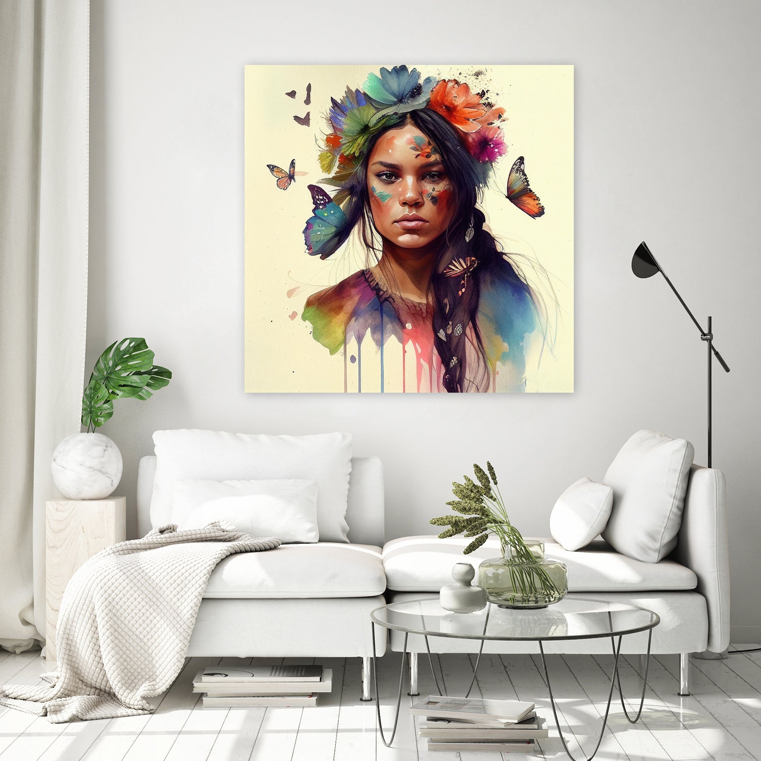 Watercolor Floral Indian Native Woman #11 by Isabel Cerdá Muñoz on GIANT ART - brown digital painting