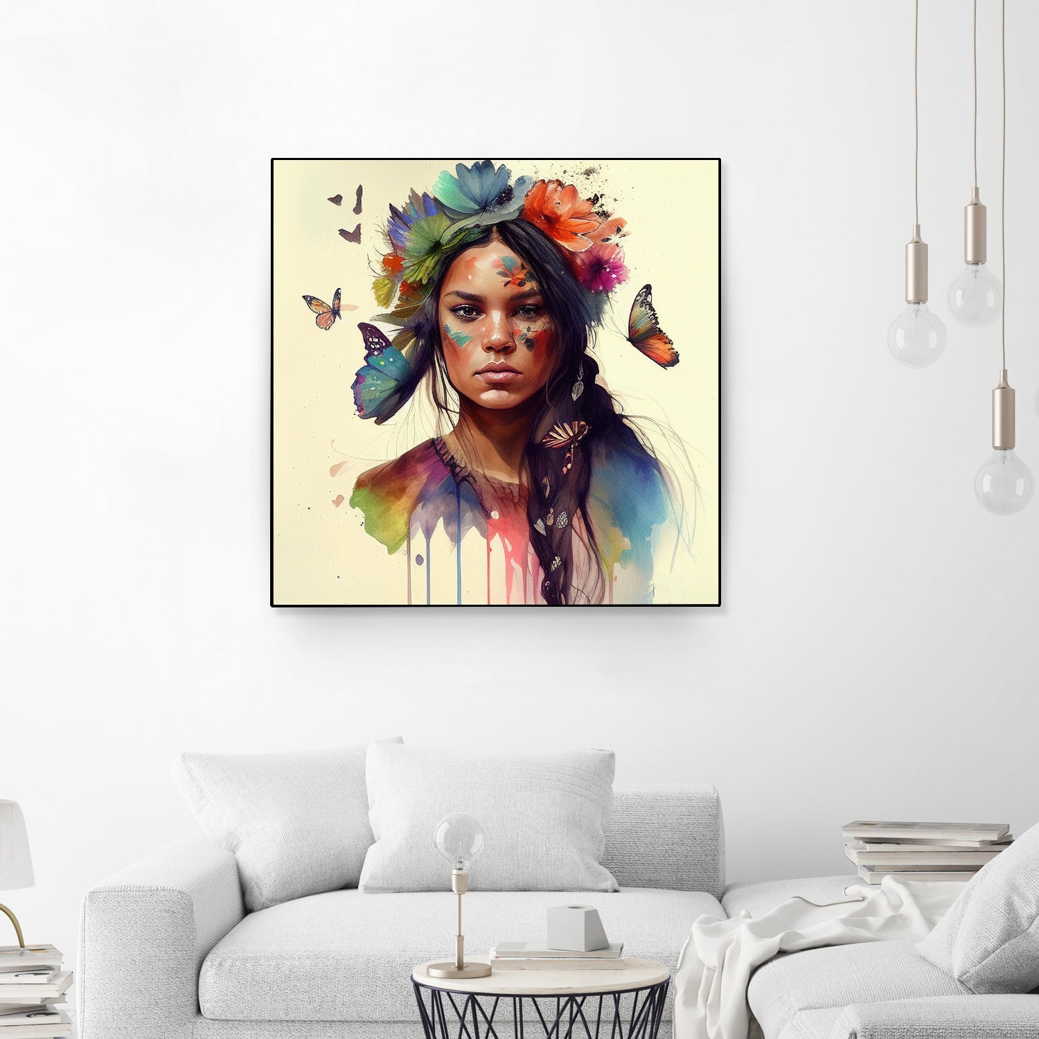 Watercolor Floral Indian Native Woman #11 by Isabel Cerdá Muñoz on GIANT ART - brown digital painting