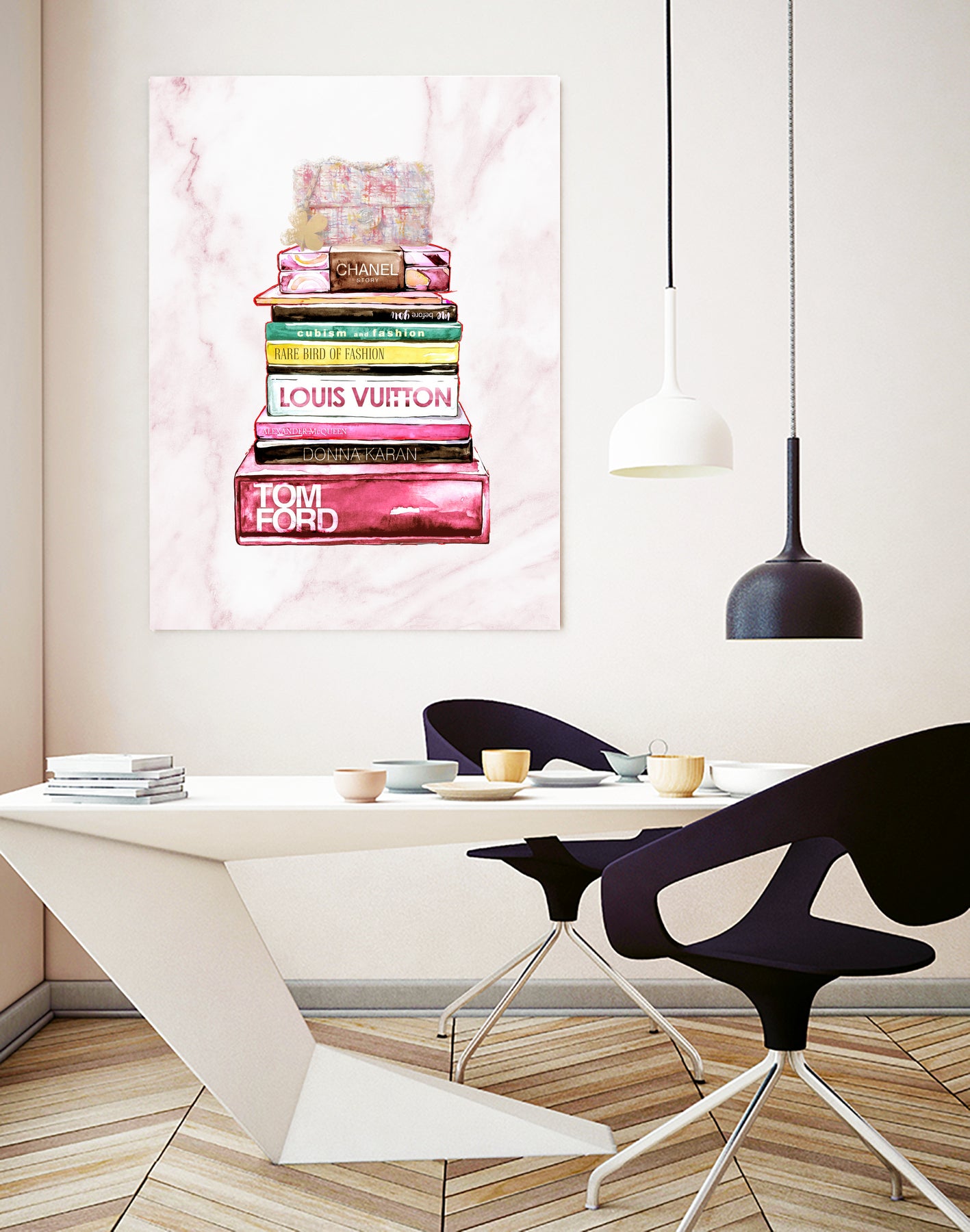 stack of fashion books and a gucci bag by miguel angel romero franco on GIANT ART - pink digital drawing