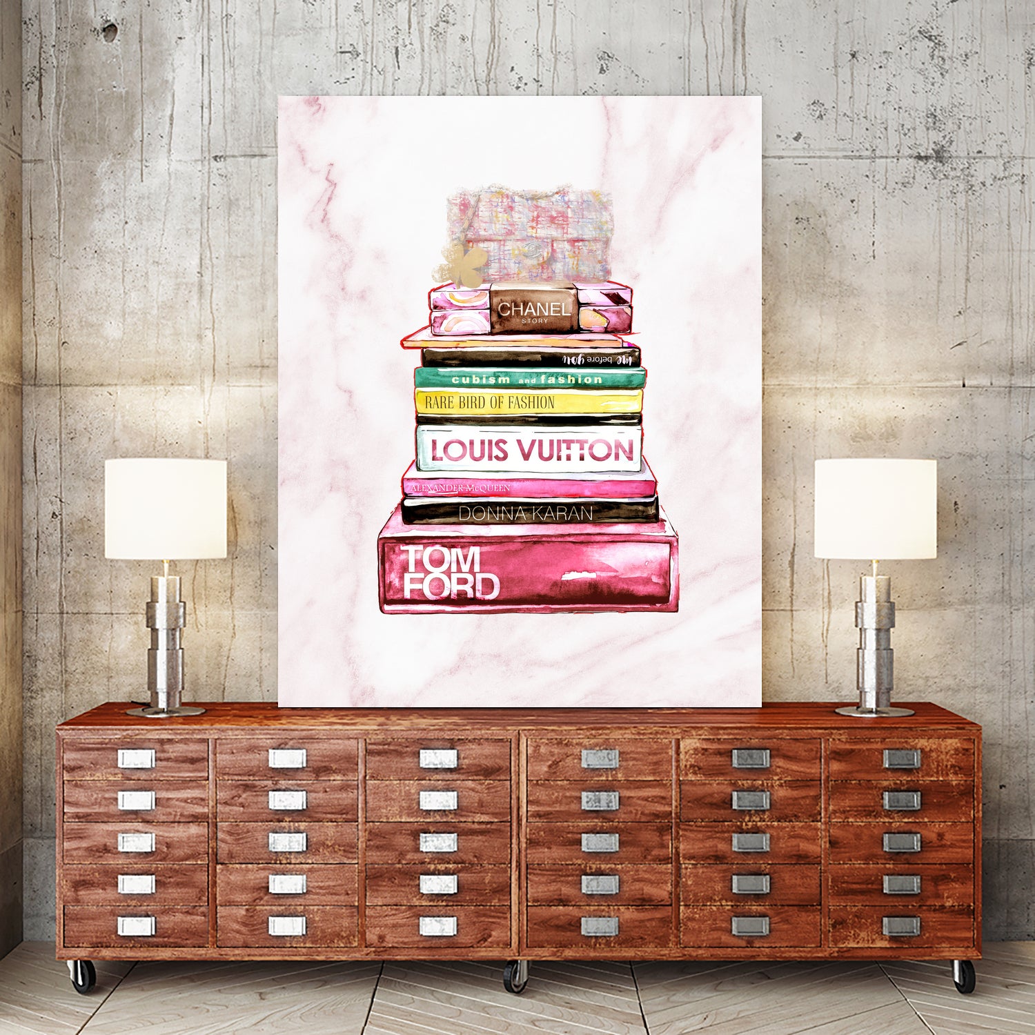 stack of fashion books and a gucci bag by miguel angel romero franco on GIANT ART - pink digital drawing