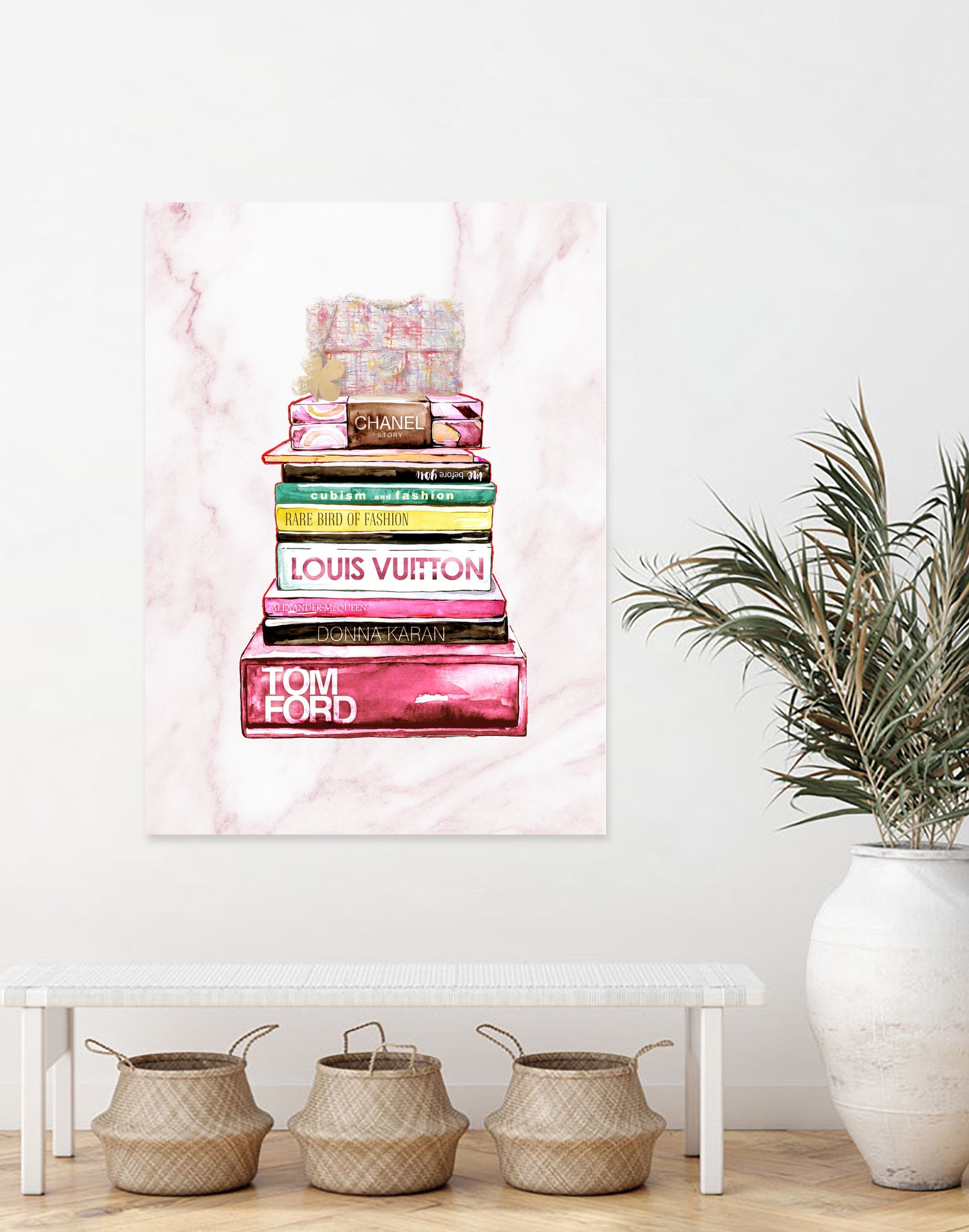 stack of fashion books and a gucci bag by miguel angel romero franco on GIANT ART - pink digital drawing