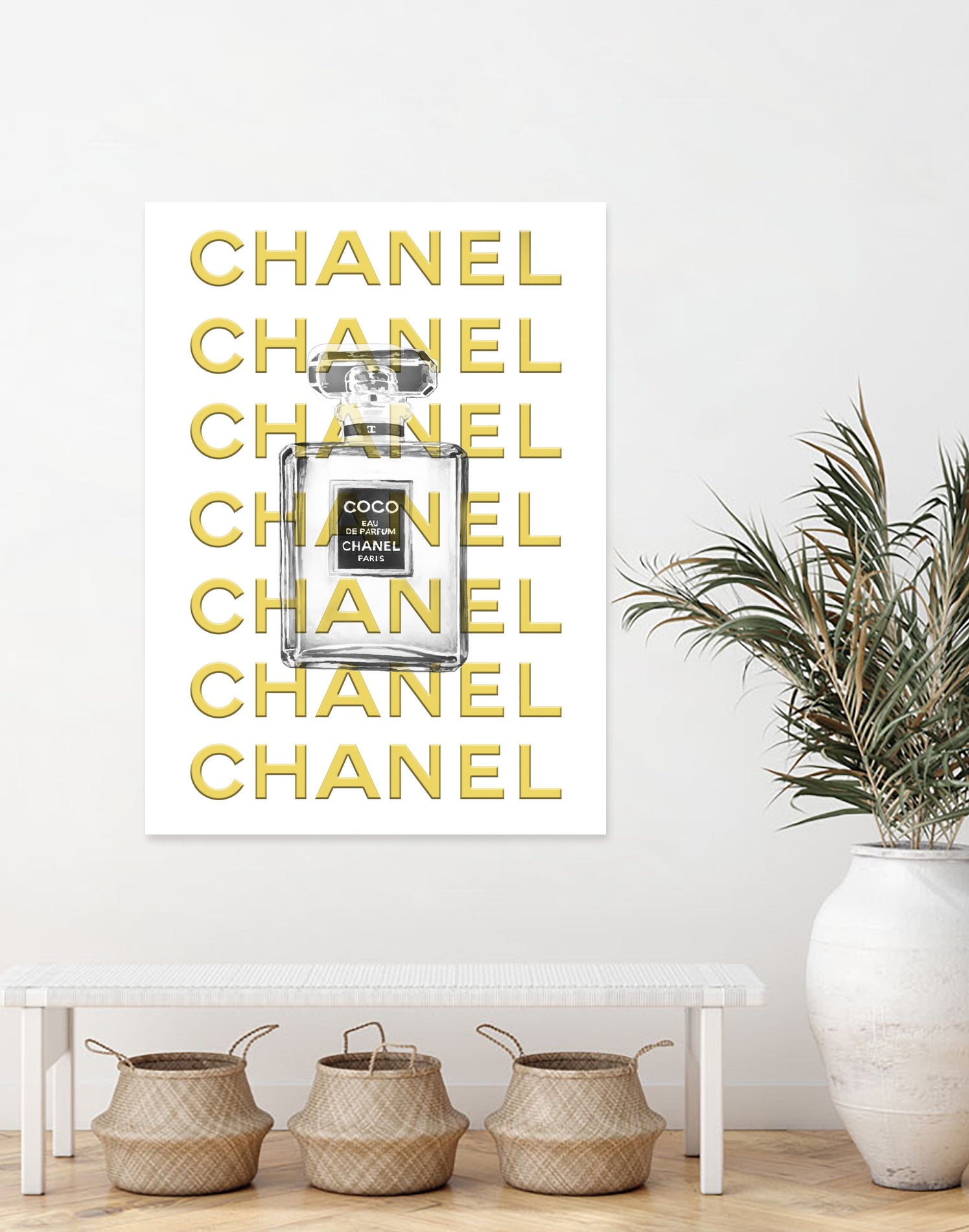 Chanel perfume fashion poster by miguel angel romero franco on GIANT ART - yellow digital drawing