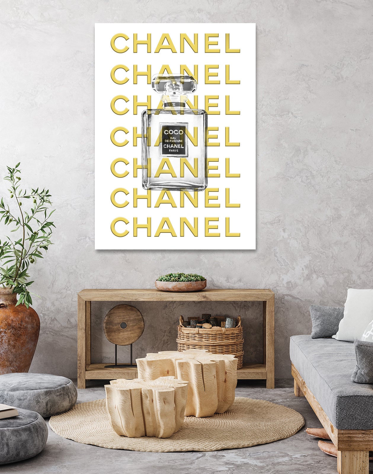 Chanel perfume fashion poster by miguel angel romero franco on GIANT ART - yellow digital drawing