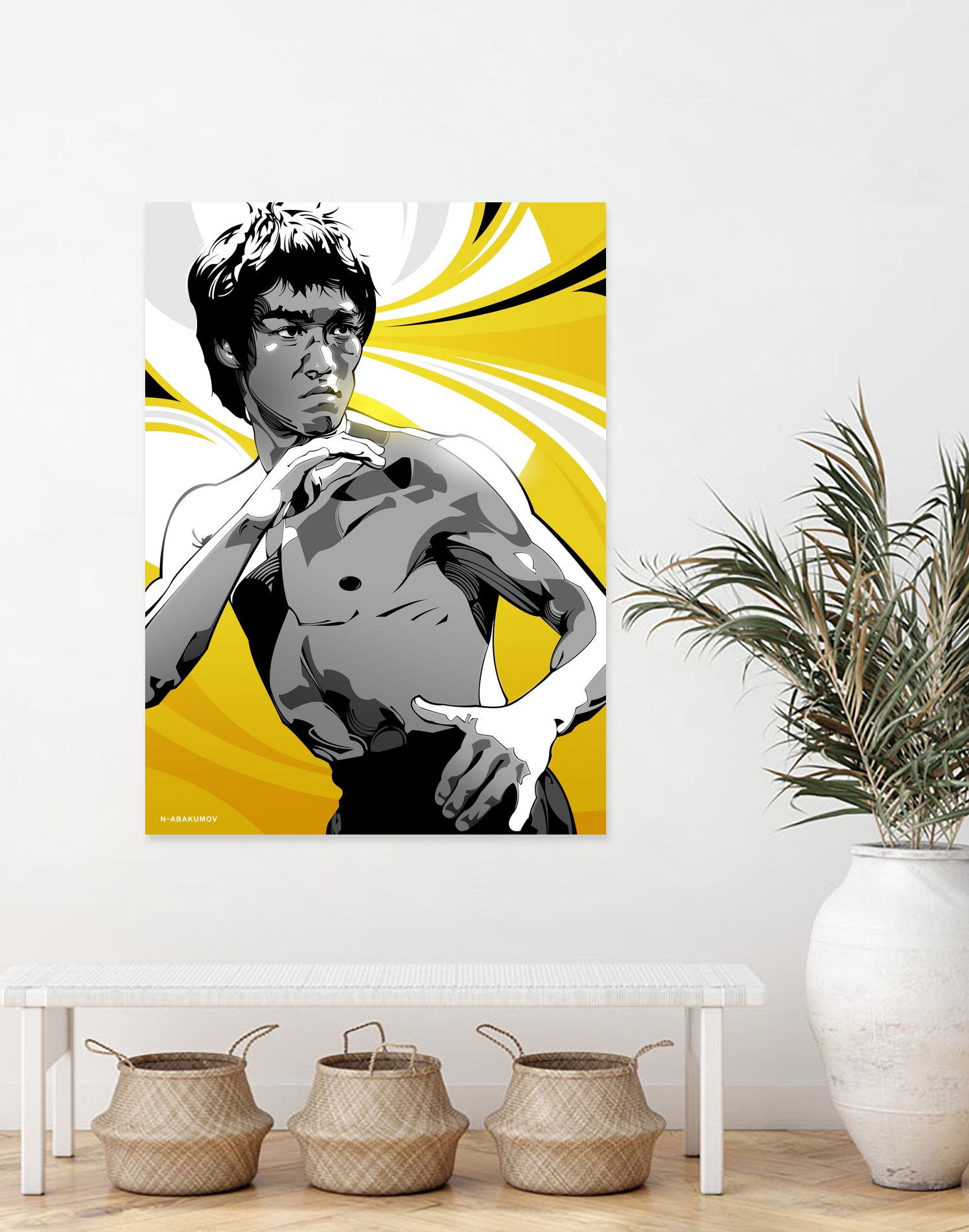 Bruce Lee by Nikita Abakumov on GIANT ART - yellow vector illustration