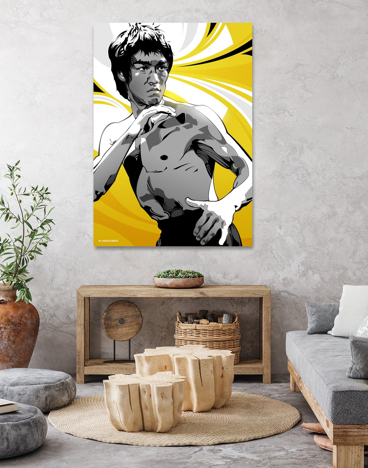 Bruce Lee by Nikita Abakumov on GIANT ART - yellow vector illustration