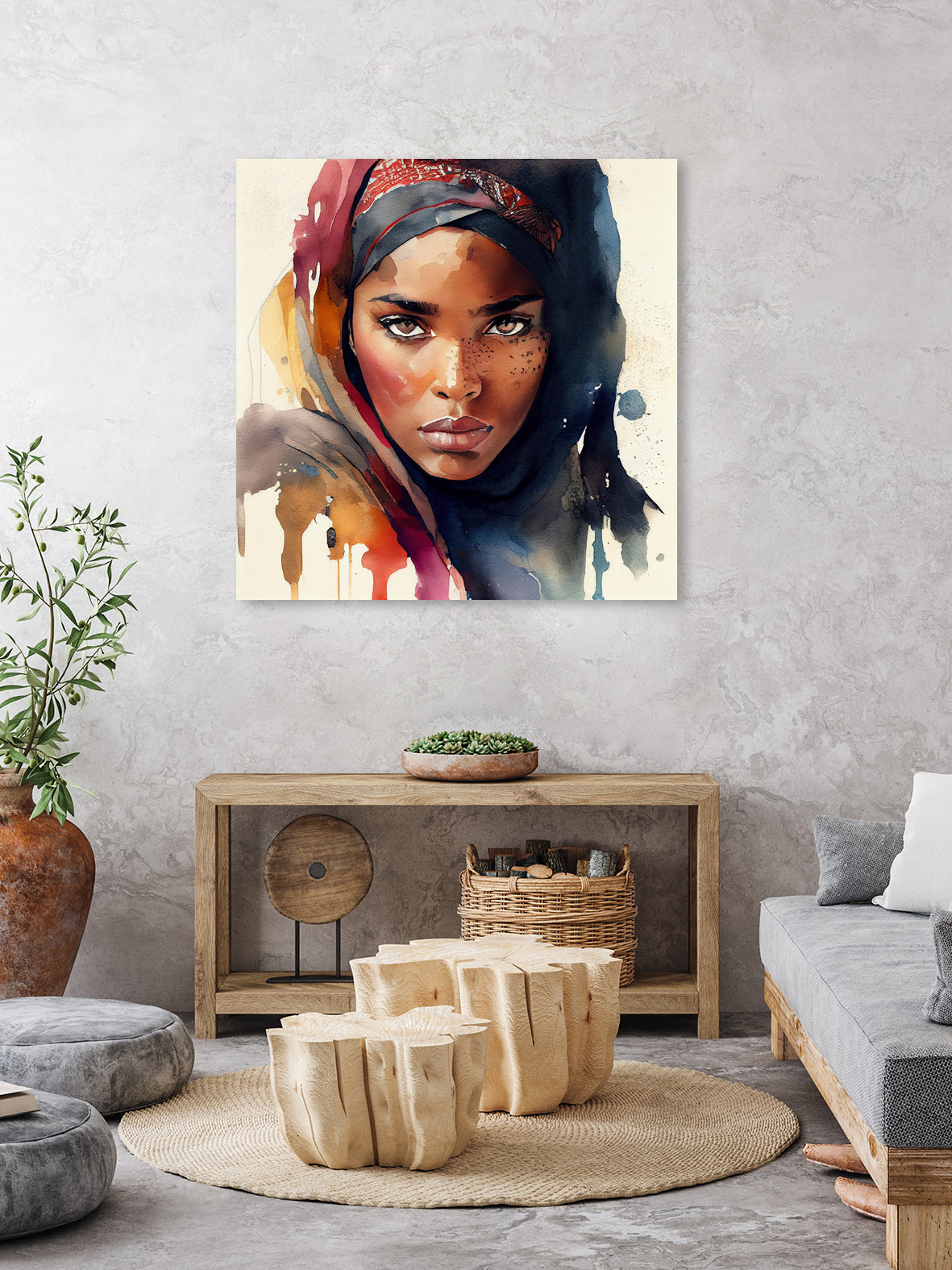 Watercolor Tuareg Woman #7 by Isabel Cerdá Muñoz on GIANT ART - brown digital painting