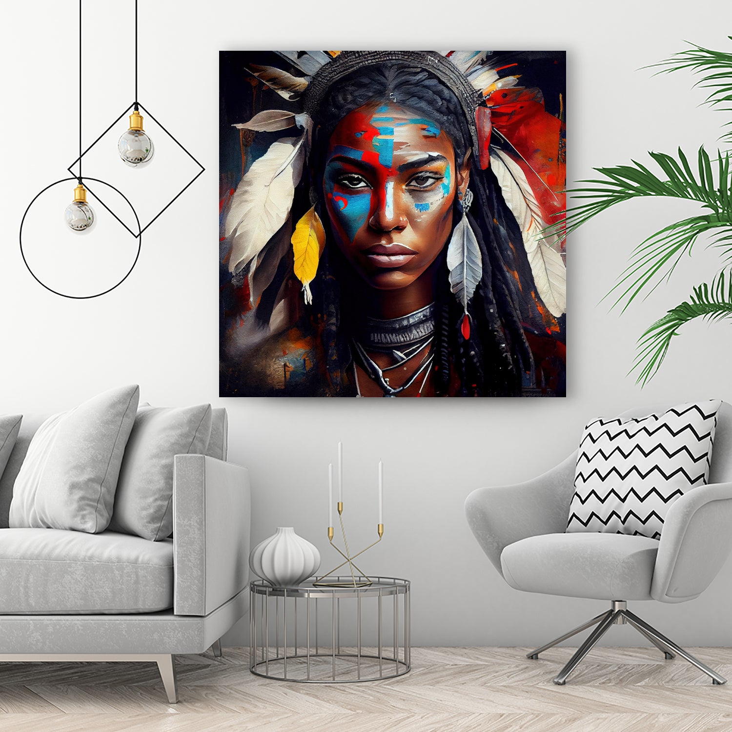 Powerful American Native Warrior Woman #2 by Isabel Cerdá Muñoz on GIANT ART - brown digital painting