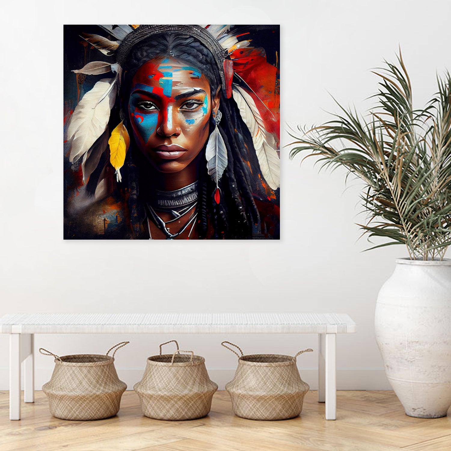 Powerful American Native Warrior Woman #2 by Isabel Cerdá Muñoz on GIANT ART - brown digital painting