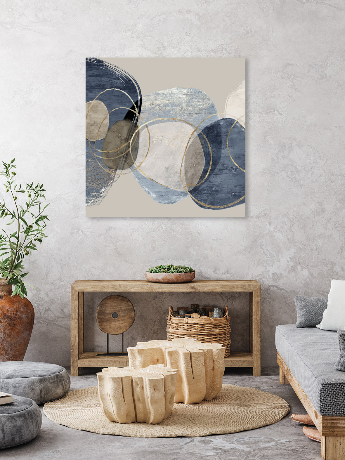 Conglomerate I by Pi Studio on GIANT ART - blue mixed media