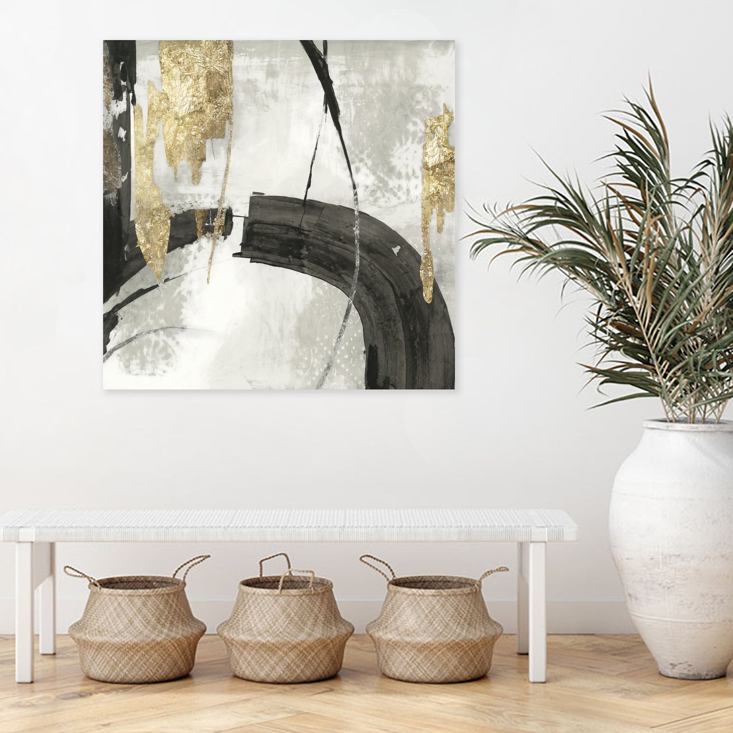 Black Ink I Gold Version by Pi Studio on GIANT ART - yellow mixed media