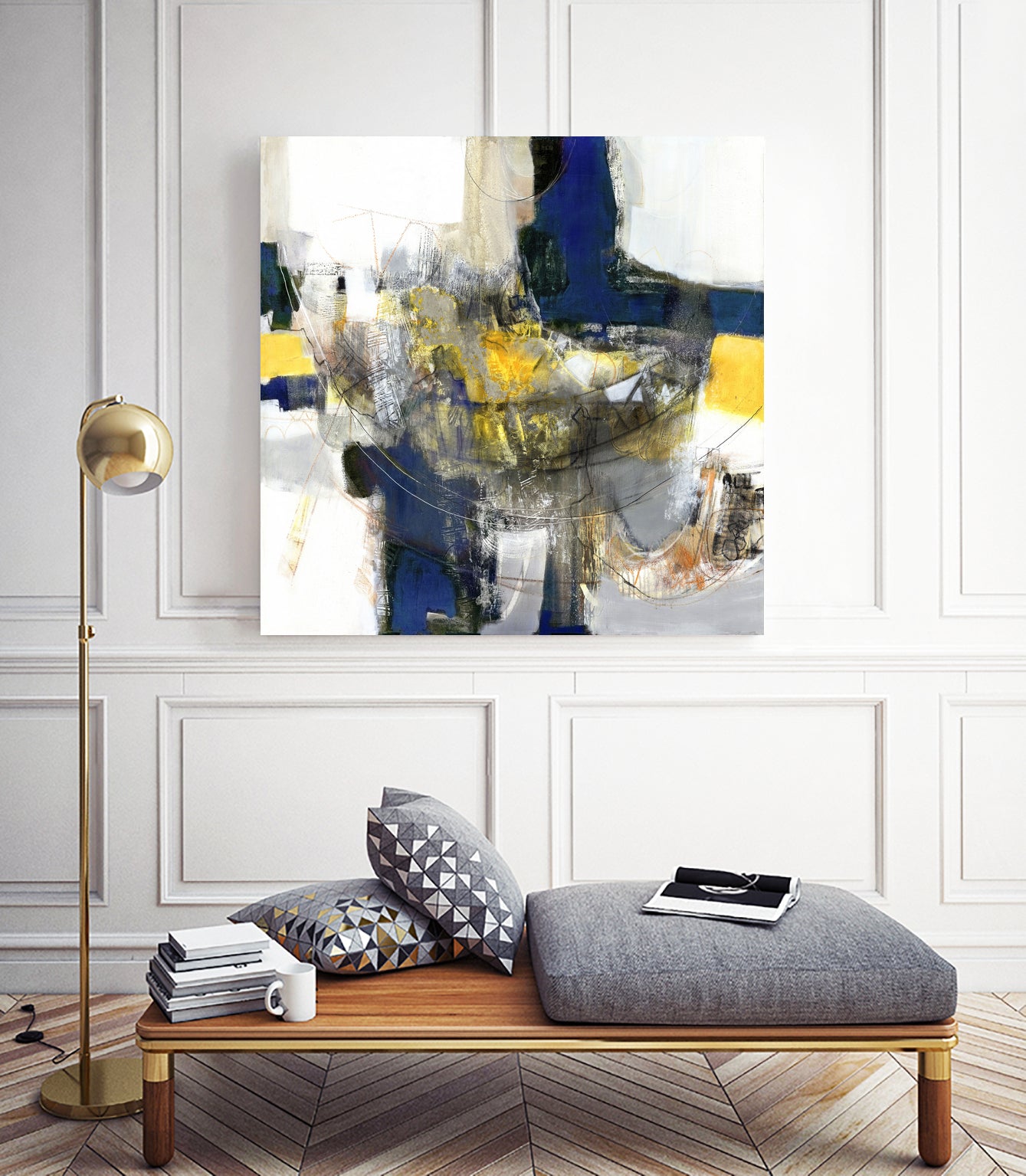 Round Trip I by Pi Studio on GIANT ART - yellow mixed media