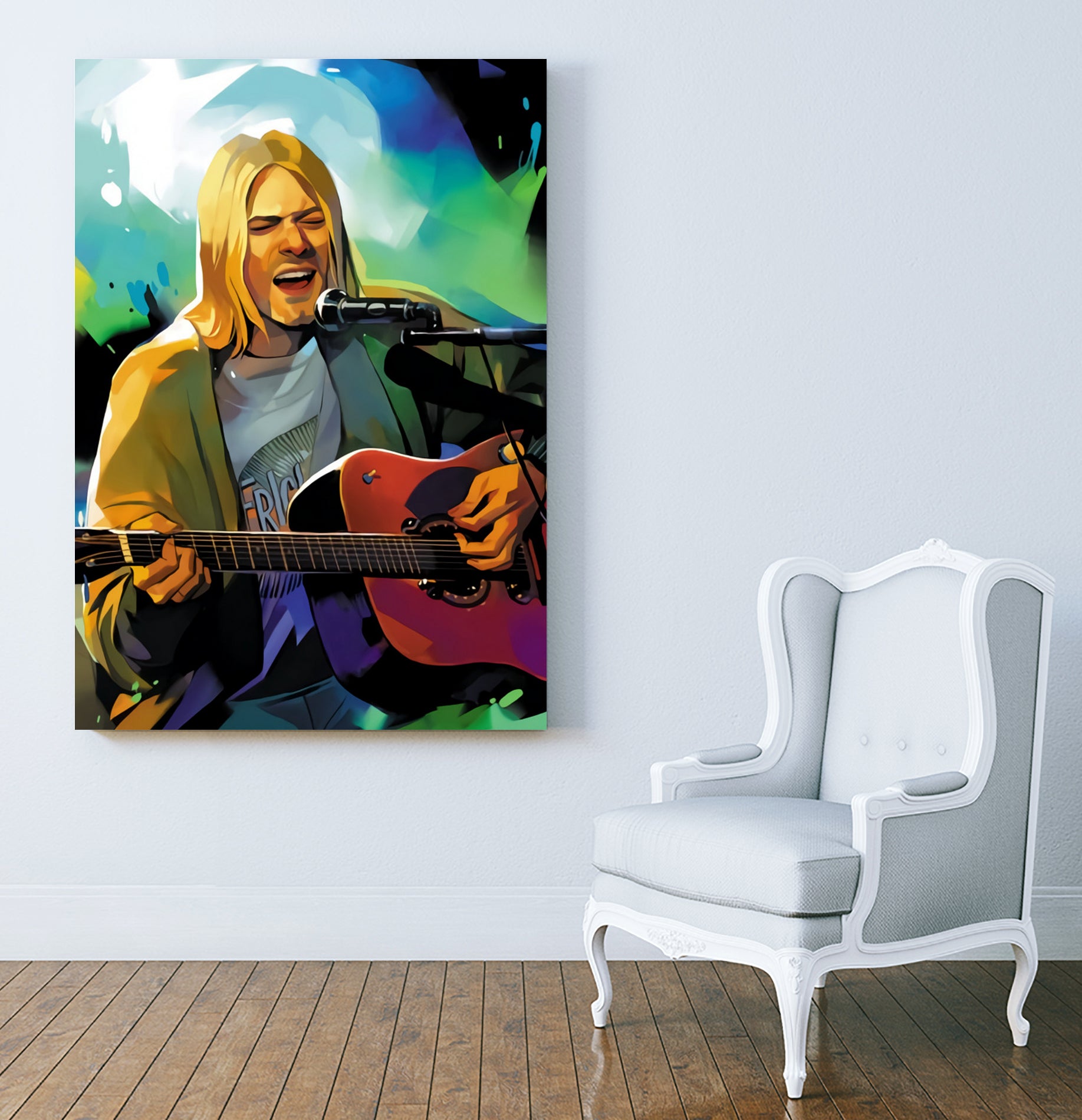 Kurt Cobain with guitar by francis mosciski on GIANT ART - white digital painting