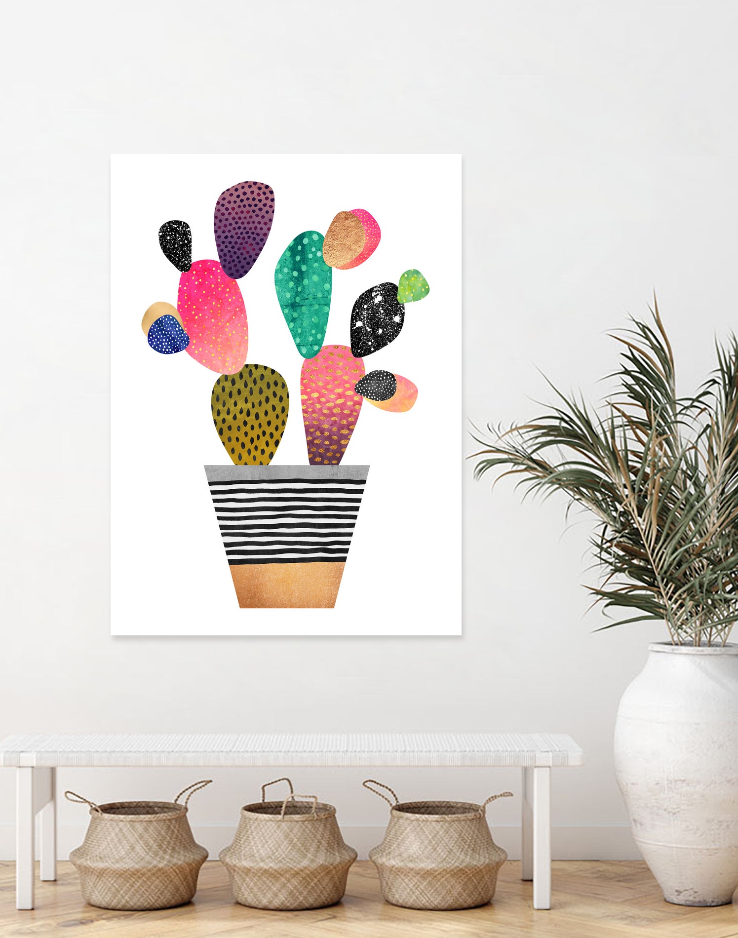 Happy Cactus by Elisabeth Fredriksson on GIANT ART - pink mixed media