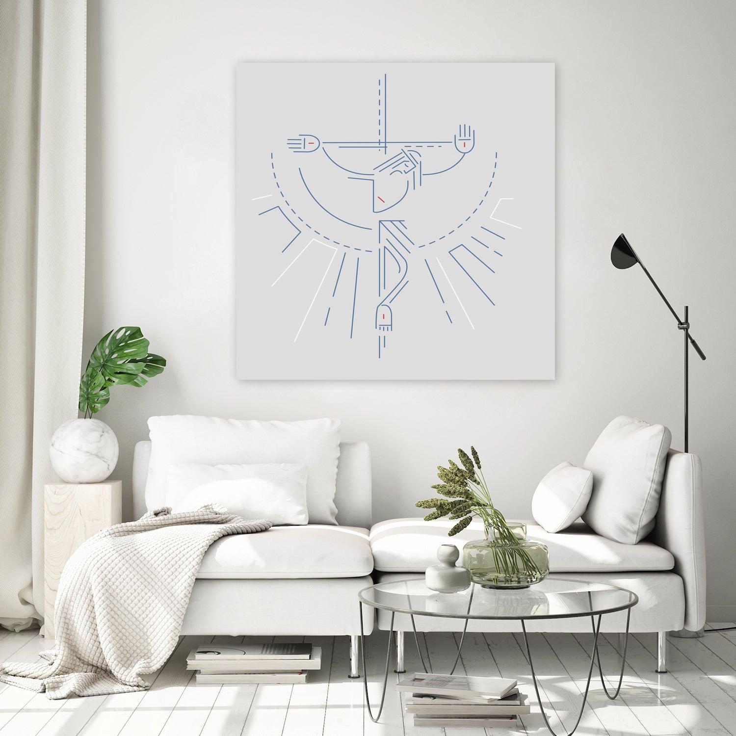 Jesus Christ at the Cross in a contemporary style by Bernardo Ramonfaur on GIANT ART - blue digital drawing