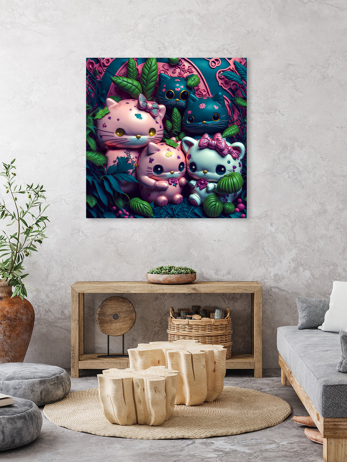 Chubby Kitties by Eric Ton on GIANT ART - white digital painting