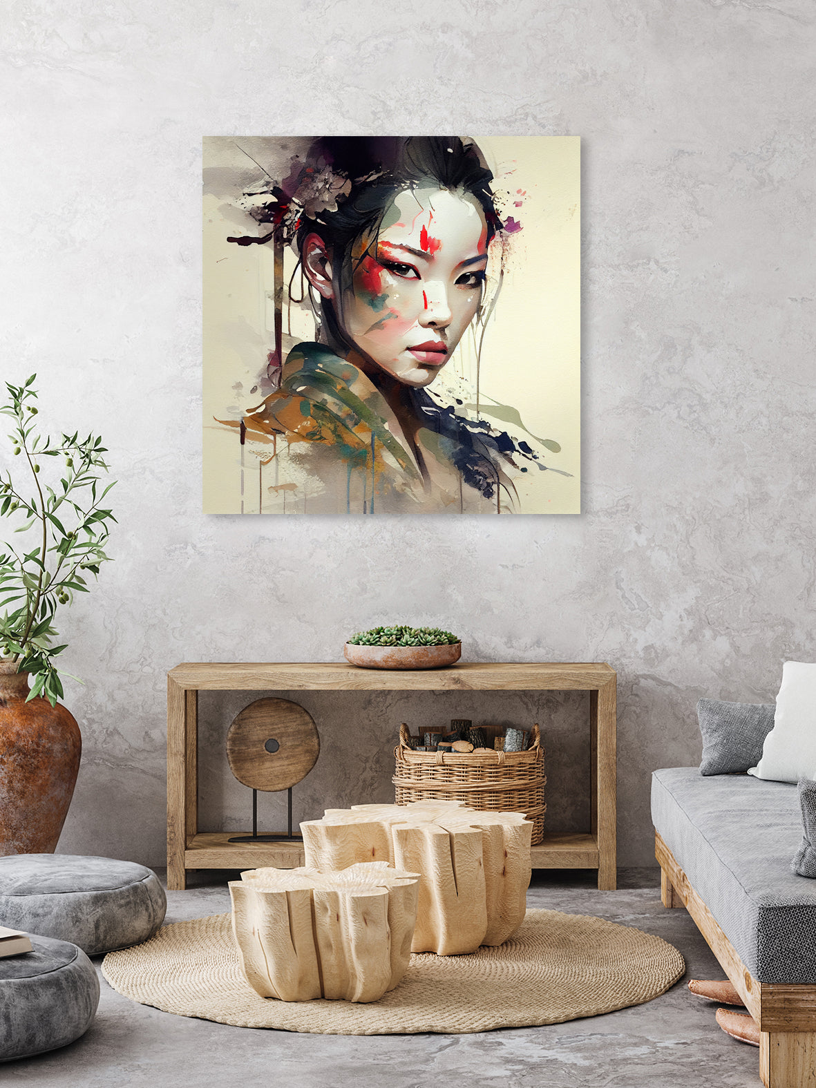 Powerful Warrior Geisha #1 by Isabel Cerdá Muñoz on GIANT ART - brown digital painting