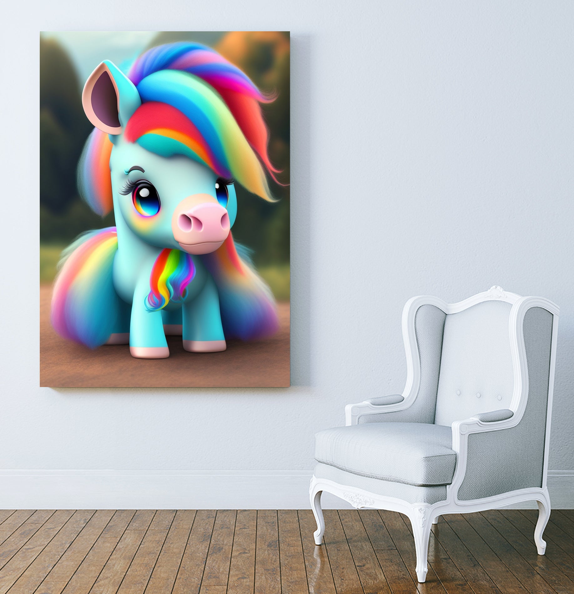 Cute baby pony with rainbow colors fantasy art colorful by ALMA Studio on GIANT ART - orange digital painting