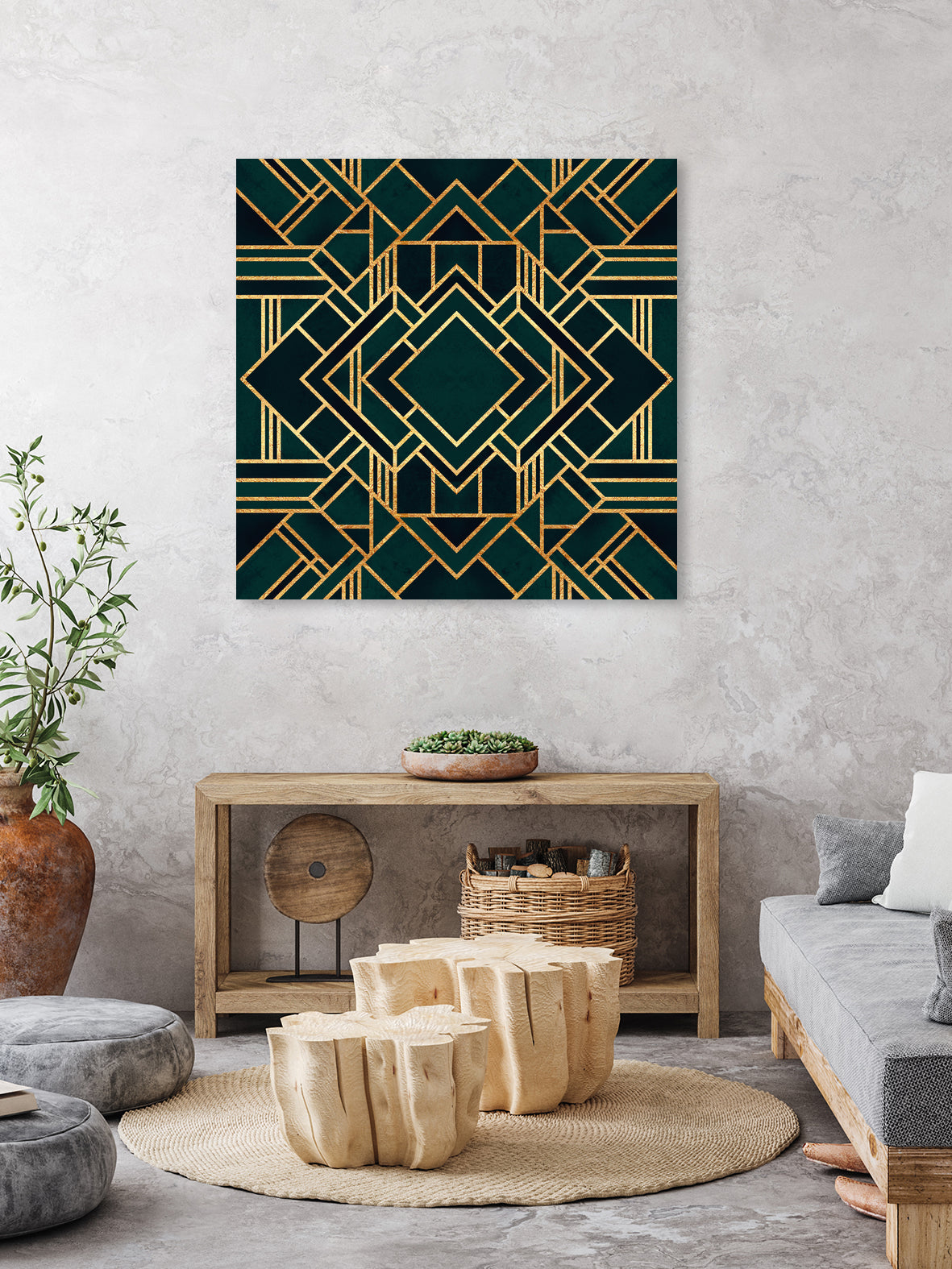 Art Deco 2 by Elisabeth Fredriksson on GIANT ART - green mixed media
