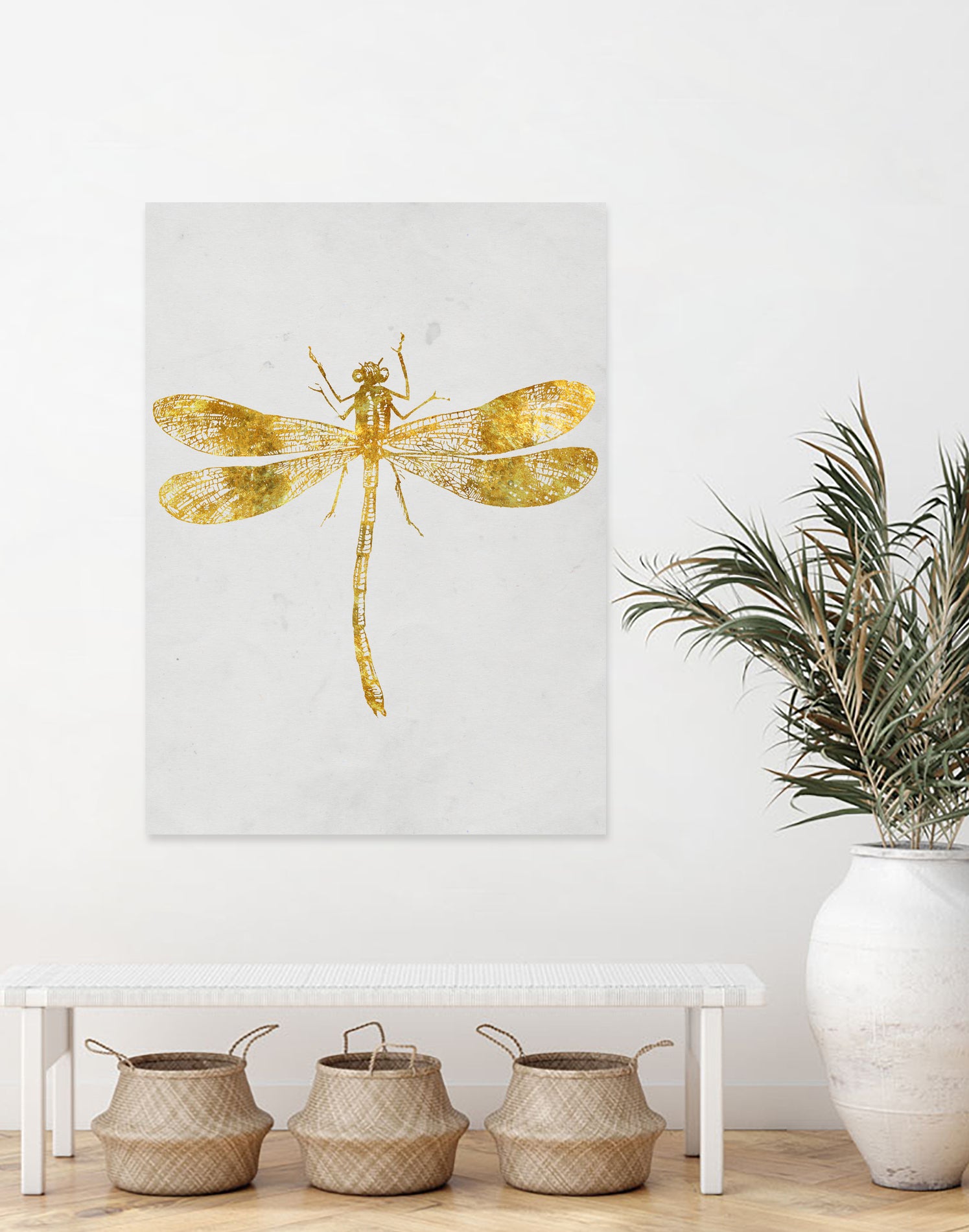 Golden Dragonfly by Patrycja Polechonska on GIANT ART - gray mixed media