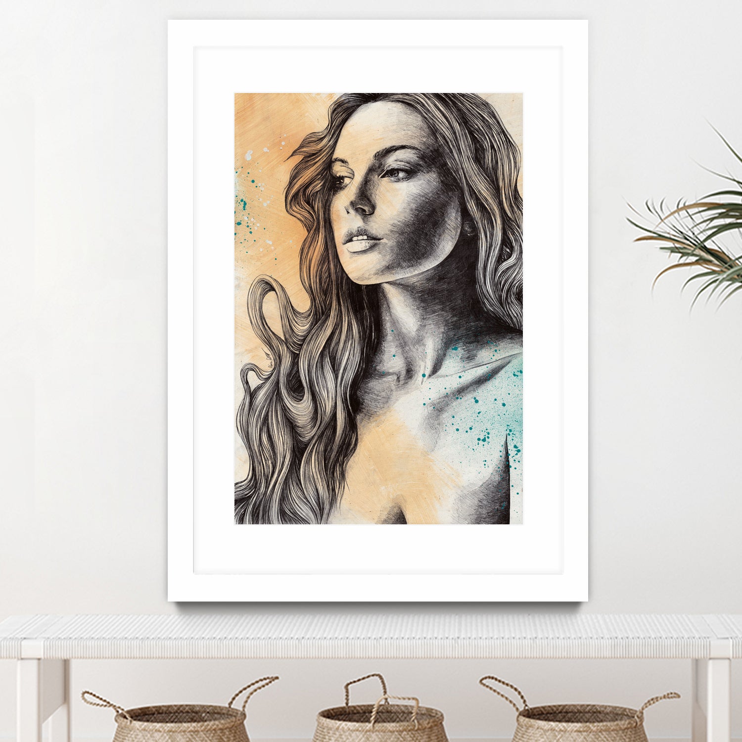 Throwing Ashes | sensual woman face painting by Marco Paludet on GIANT ART - yellow mixed media